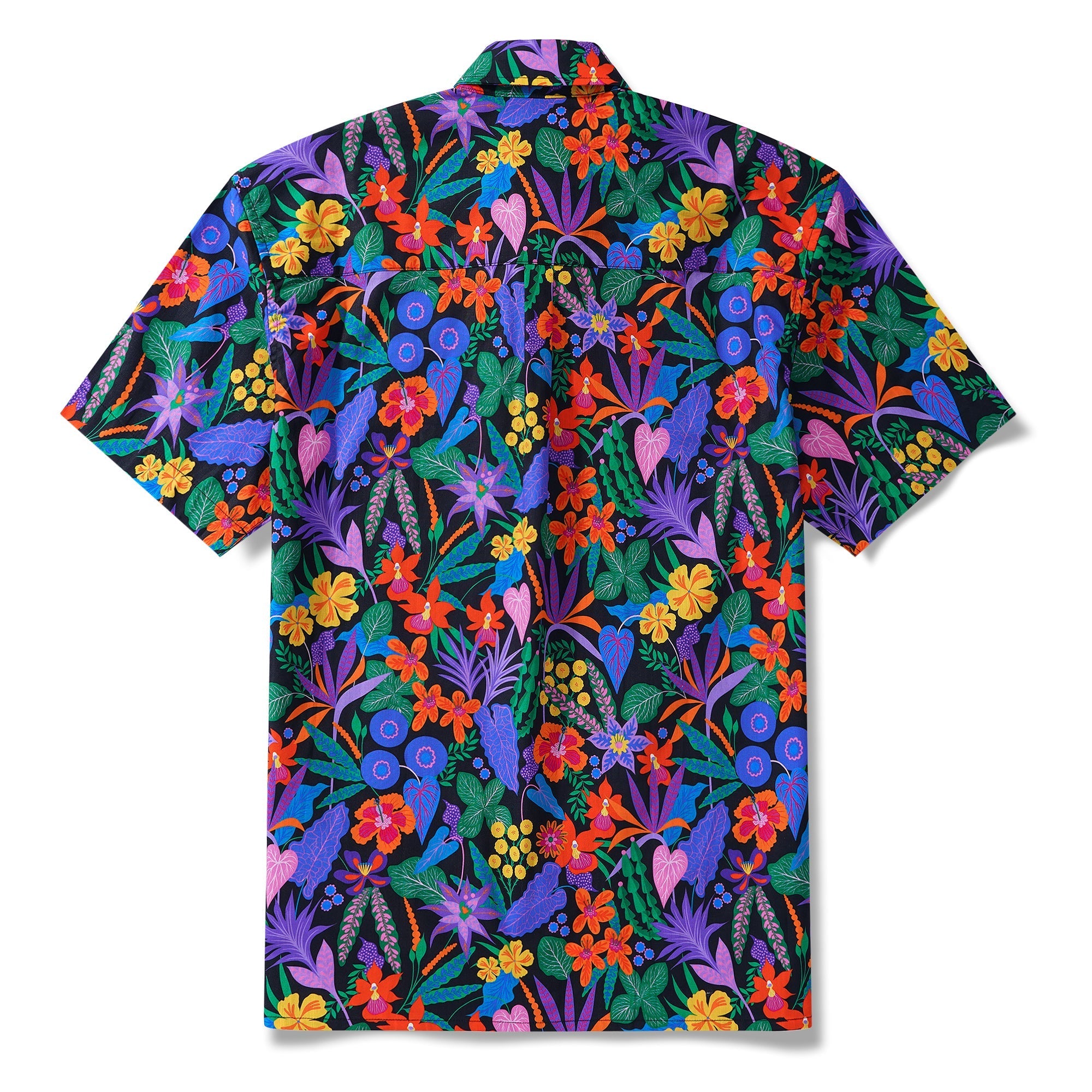 Yiume Men's Colorful Hawaiian Shirt Tropical Floral Shirt 100% Cotton Button-down Flower Shirt By Rachel Parker