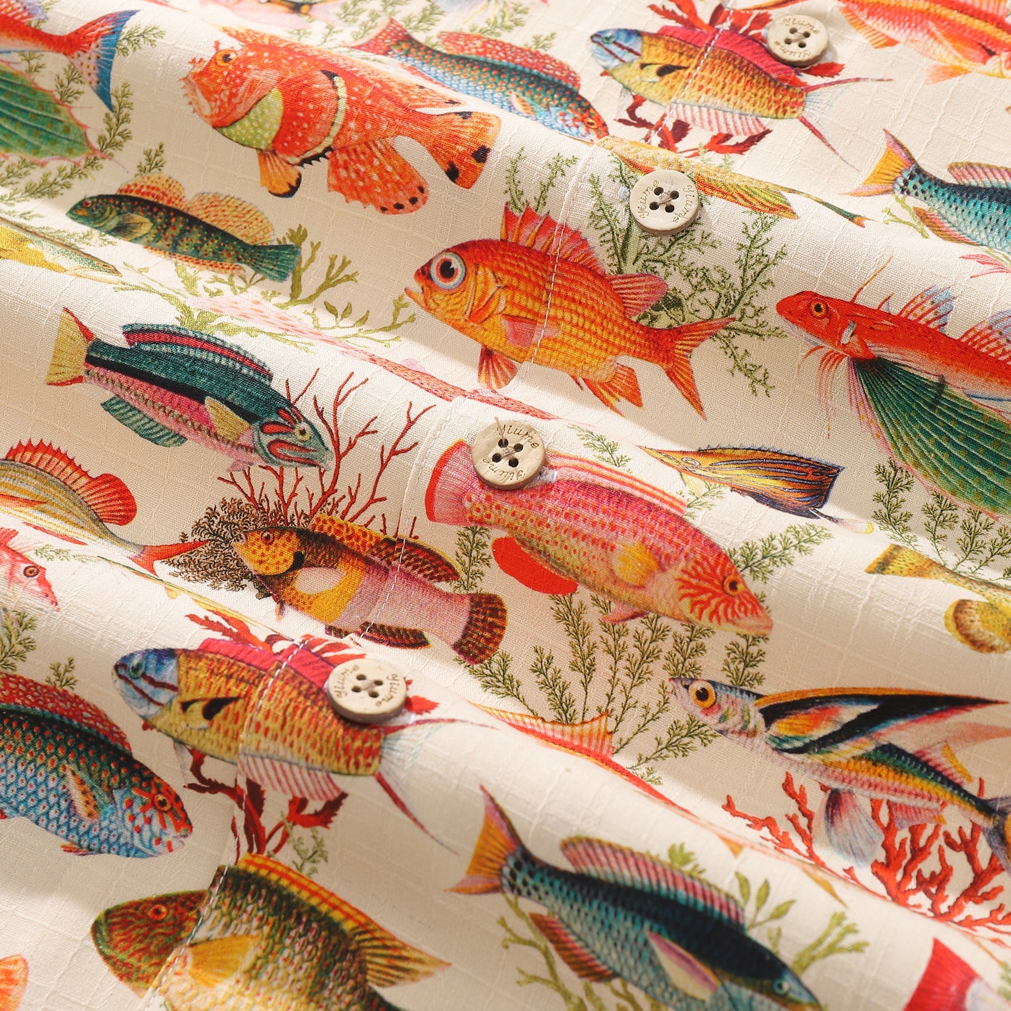 100% Silk Men's Hawaiian Shirt Sea Ocean Fish Print Camp collar Short Sleeve Aloha Shirt By Amy