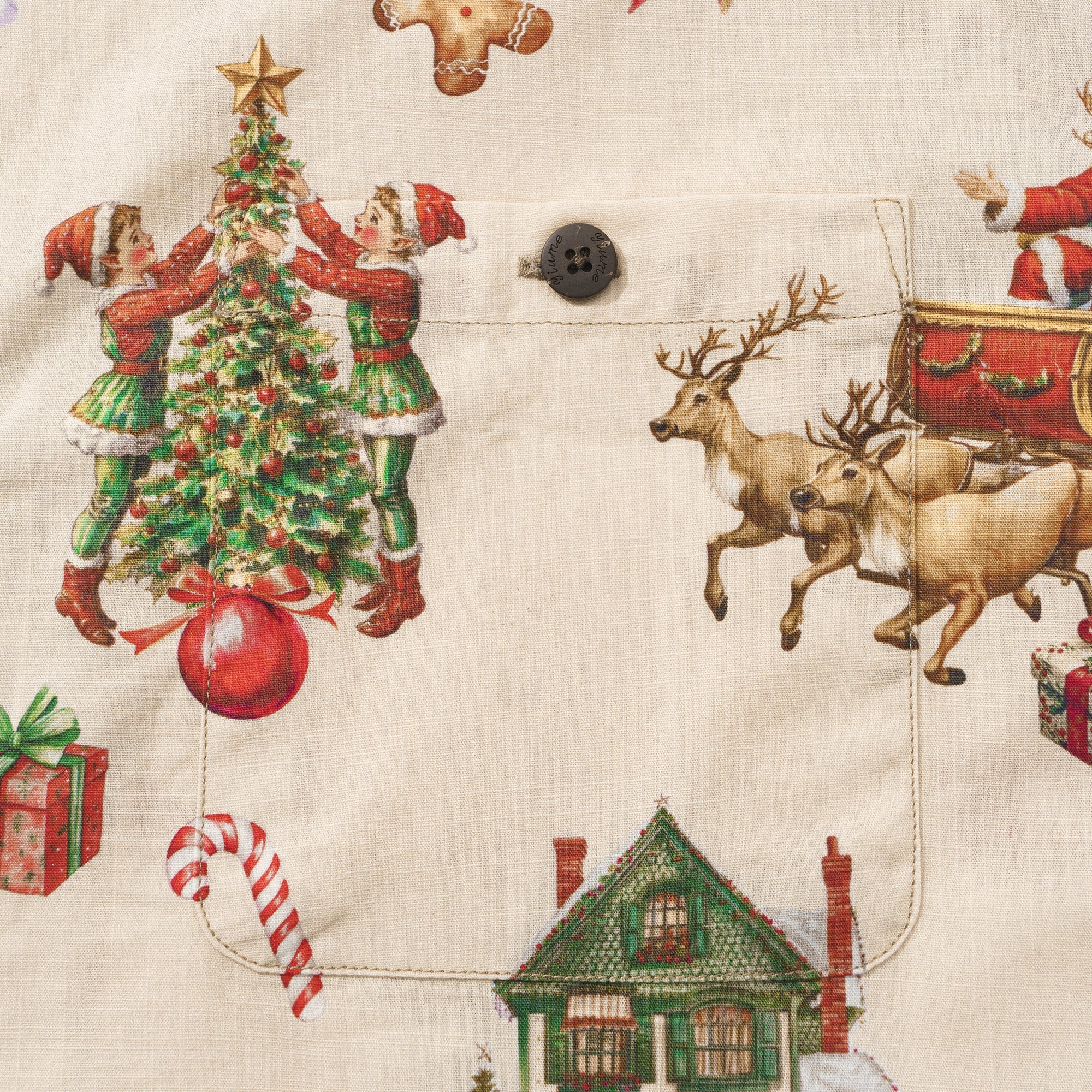 Vintage Christmas 100% Cotton Men's Aloha Hawaiian Short Sleeve Camp Collar Shirt By Yana