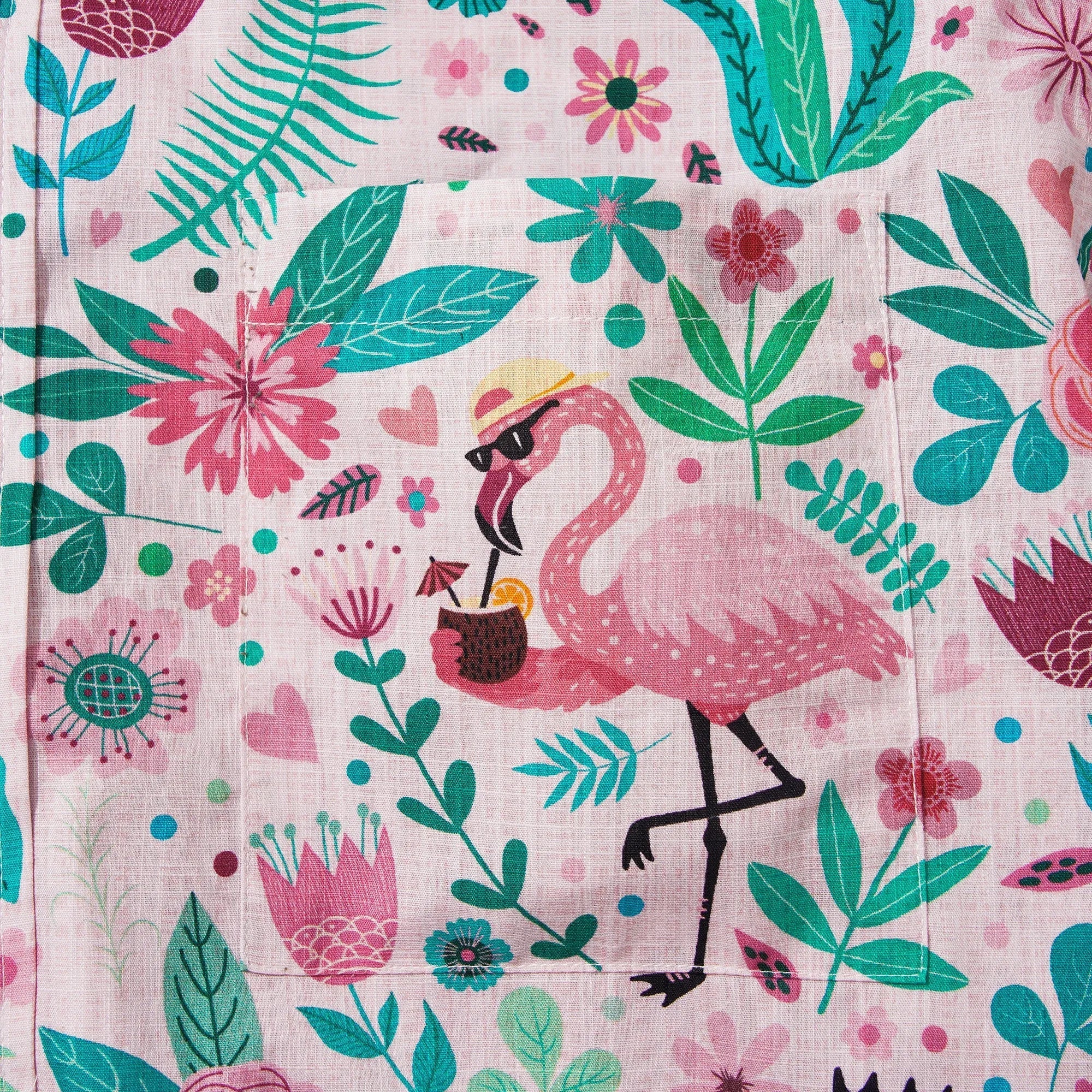 Men's Hawaiian Shirt Short Sleeve Button-down 100% Cotton Aloha Flamingo Petal Escape Flamingo By Cigar