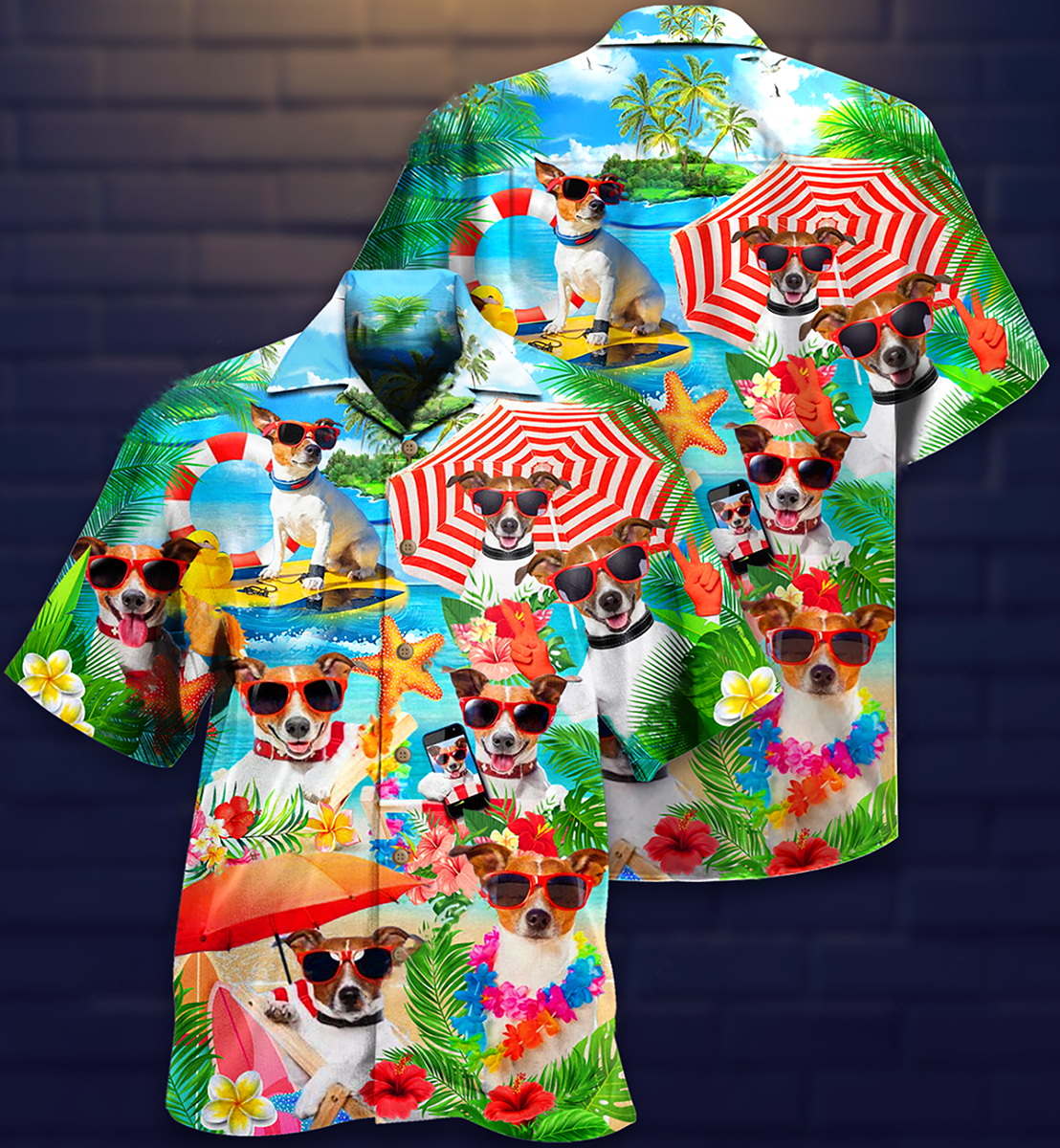 Jack Russell Terrier Dog Love Beach - Hawaiian Shirt