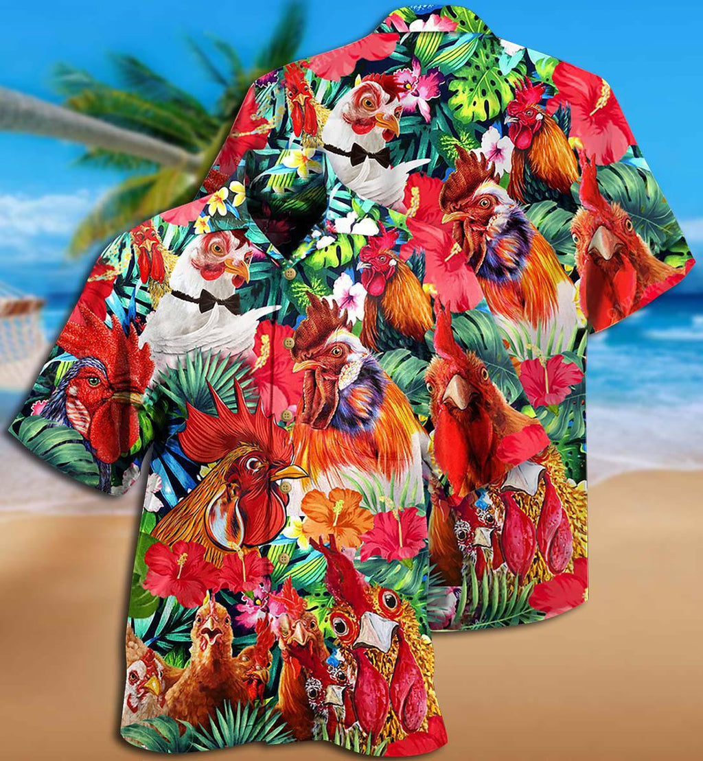 Chicken Loves Summer Tropical Style - Hawaiian Shirt