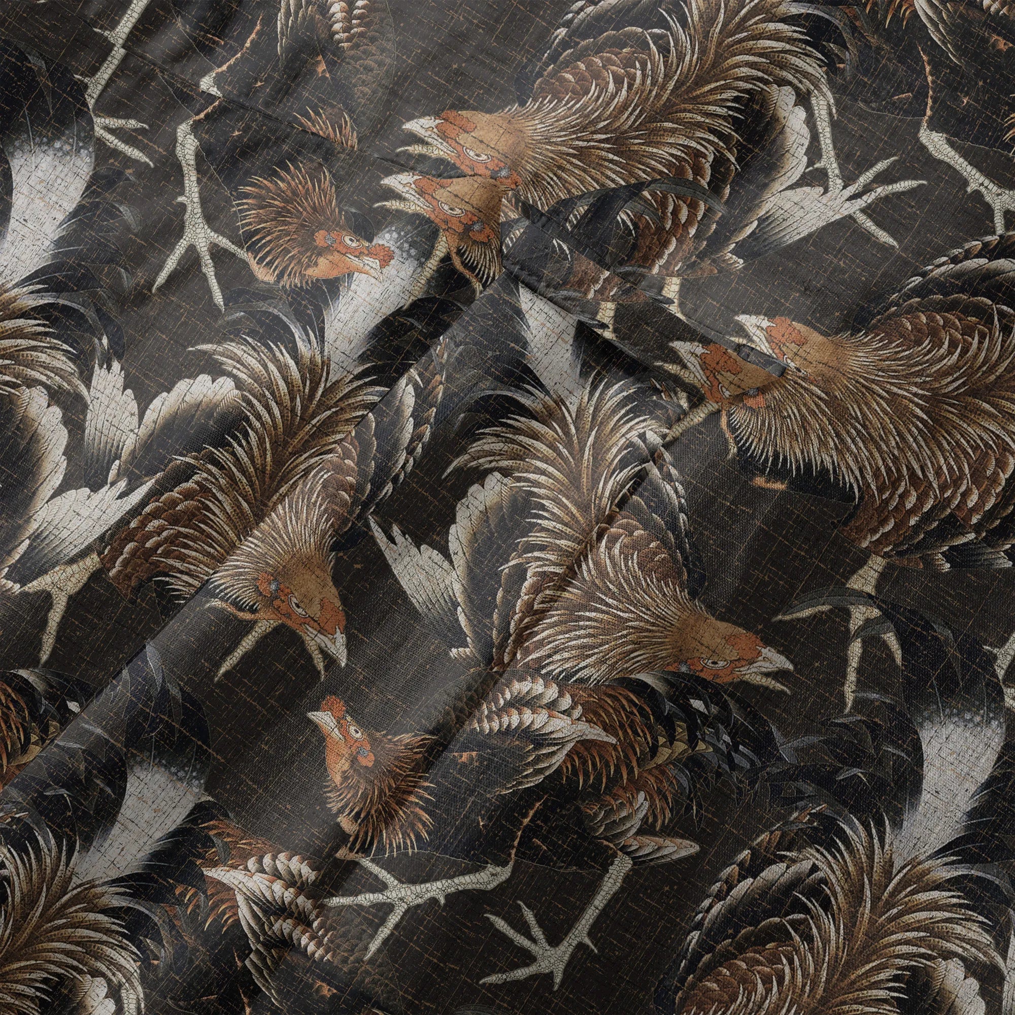 LeosWare® Men's Hawaiian Shirt Short Sleeve Button-up 100% Cotton Aloha Ancient-pattern Rooster Ode By Dudu