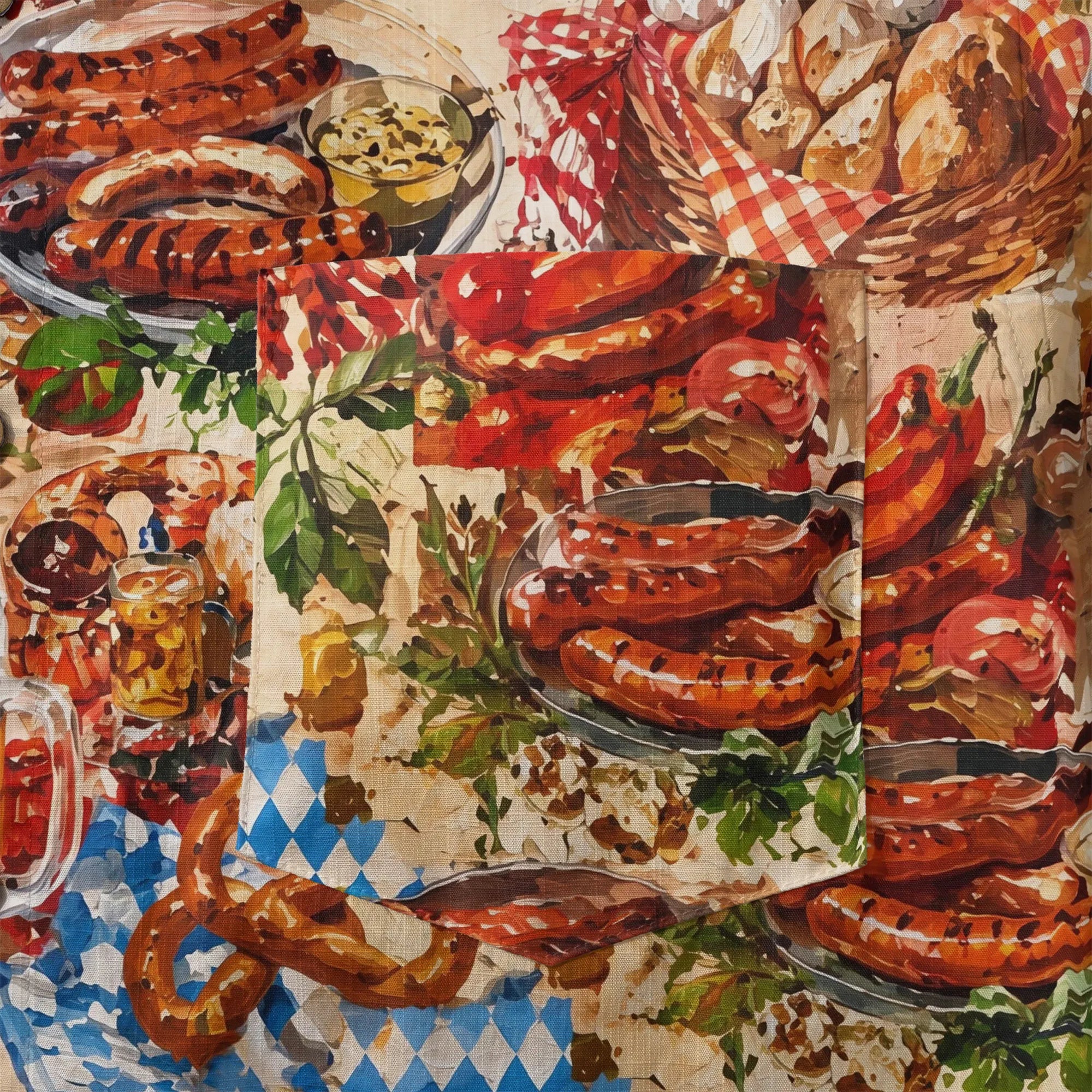 LeosWare® Men's Hawaiian Shirt Short Sleeve Button-up 100% Cotton Red Aloha Oil Painting Beer Festival Revelry By Ann
