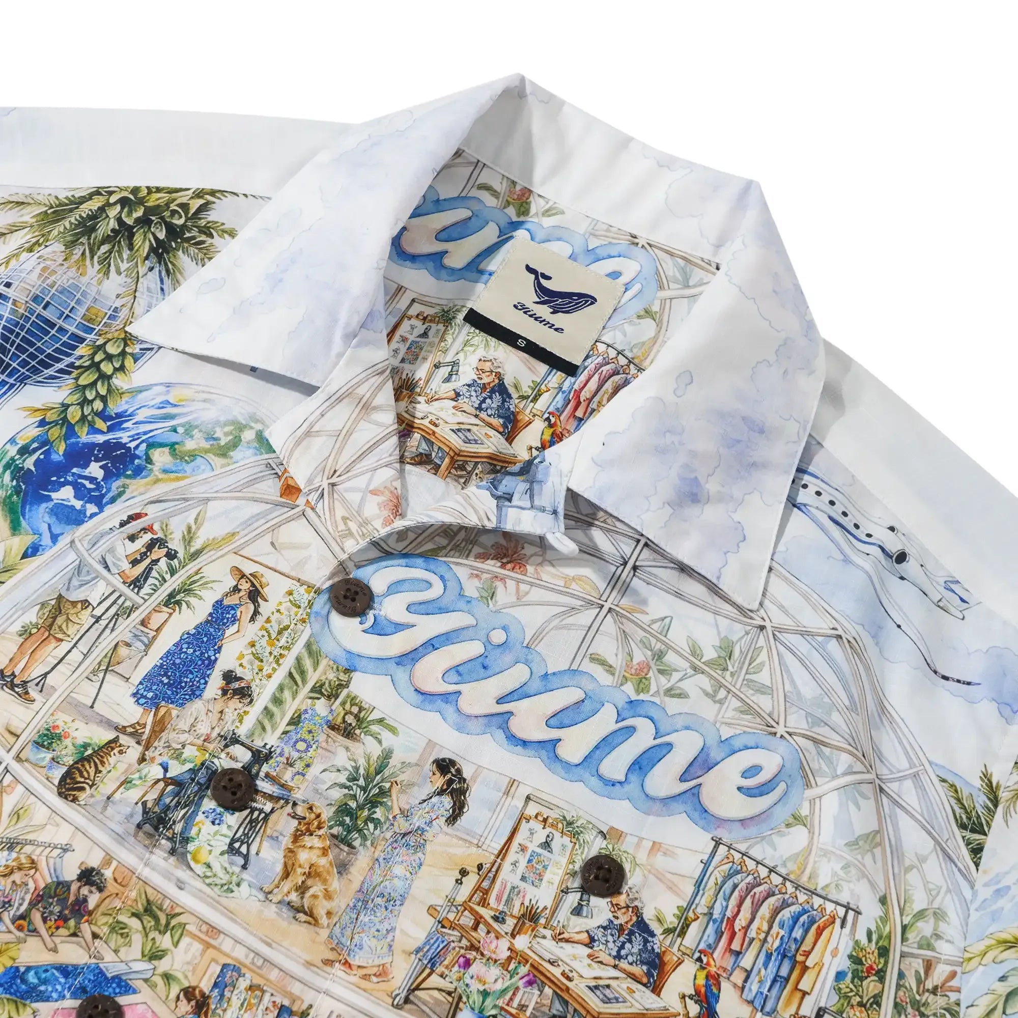 4th Anniversary Men's Hawaiian Shirt Short Sleeve Camp Collar 100% Cotton Blue Aloha Yiume Dream By The Coast By Huan huan