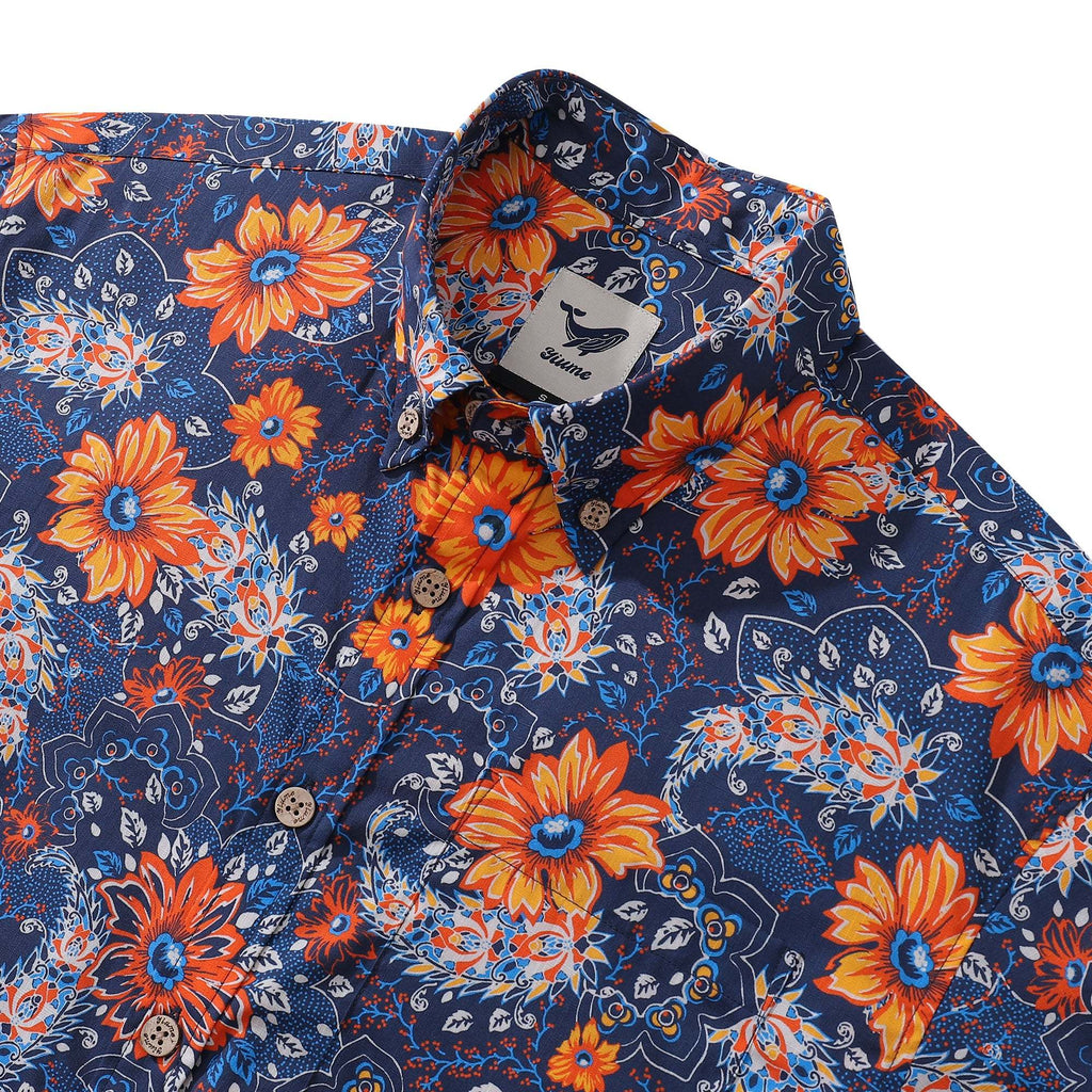 Hawaiian Shirt For Men Sunset Garden Button-down Shirt Short Sleeve 100% Cotton Shirt By Seven