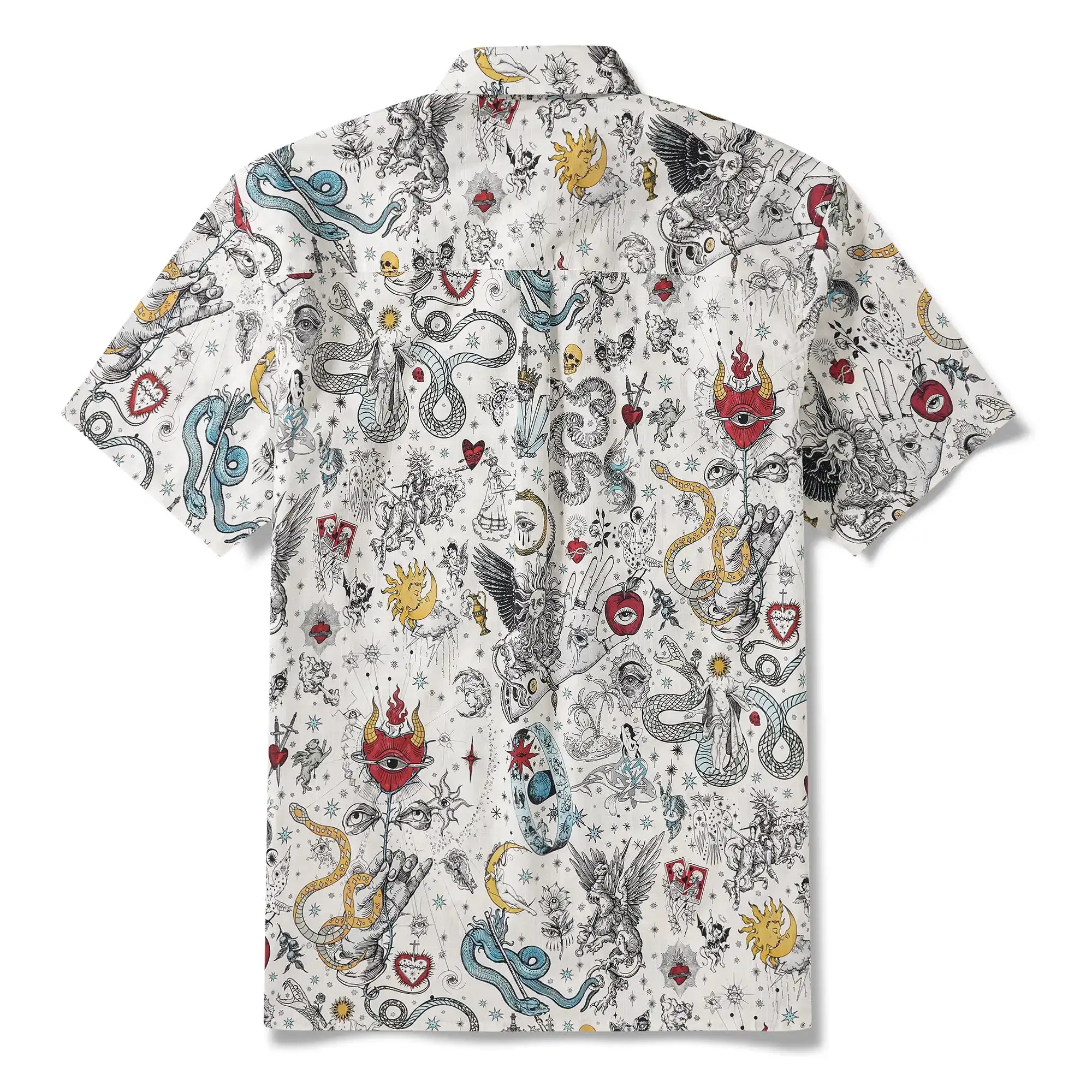 Valentine's Day Gift Men's Hawaiian Shirt Short Sleeve Button-down 100% Cotton White Aloha The Gentle Embrace Of Paradise Unburned By DUDU
