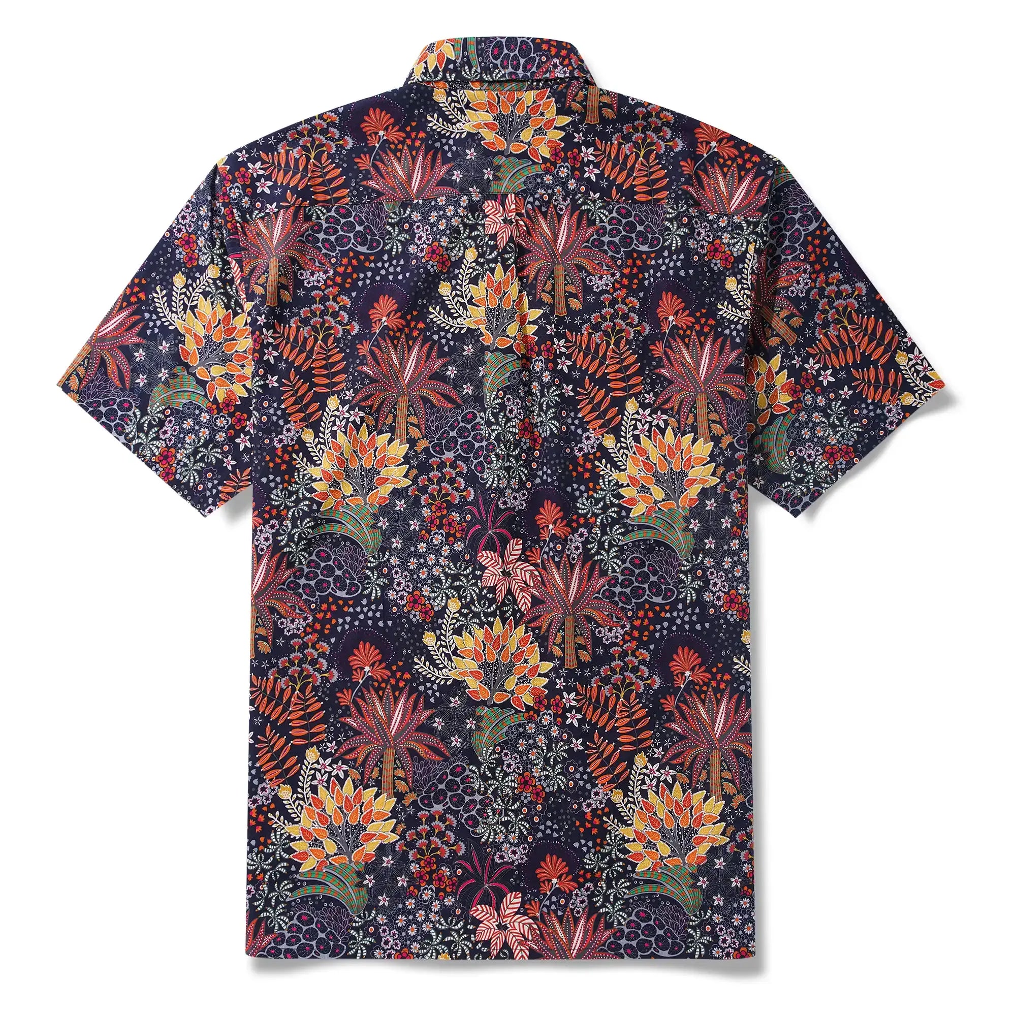 1950s Tropical Hawaiian Shirt For Men Print Short Sleeve 100% Cotton Red Shirt Aloha Quirky Plants By Sylvia