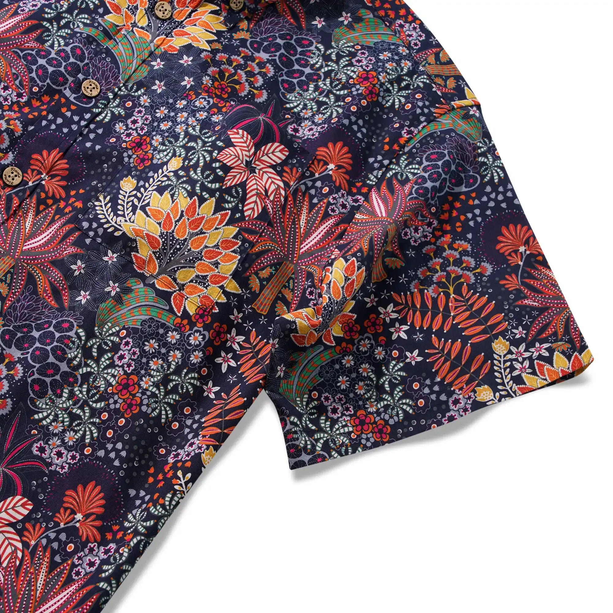 1950s Tropical Hawaiian Shirt For Men Print Short Sleeve 100% Cotton Red Shirt Aloha Quirky Plants By Sylvia