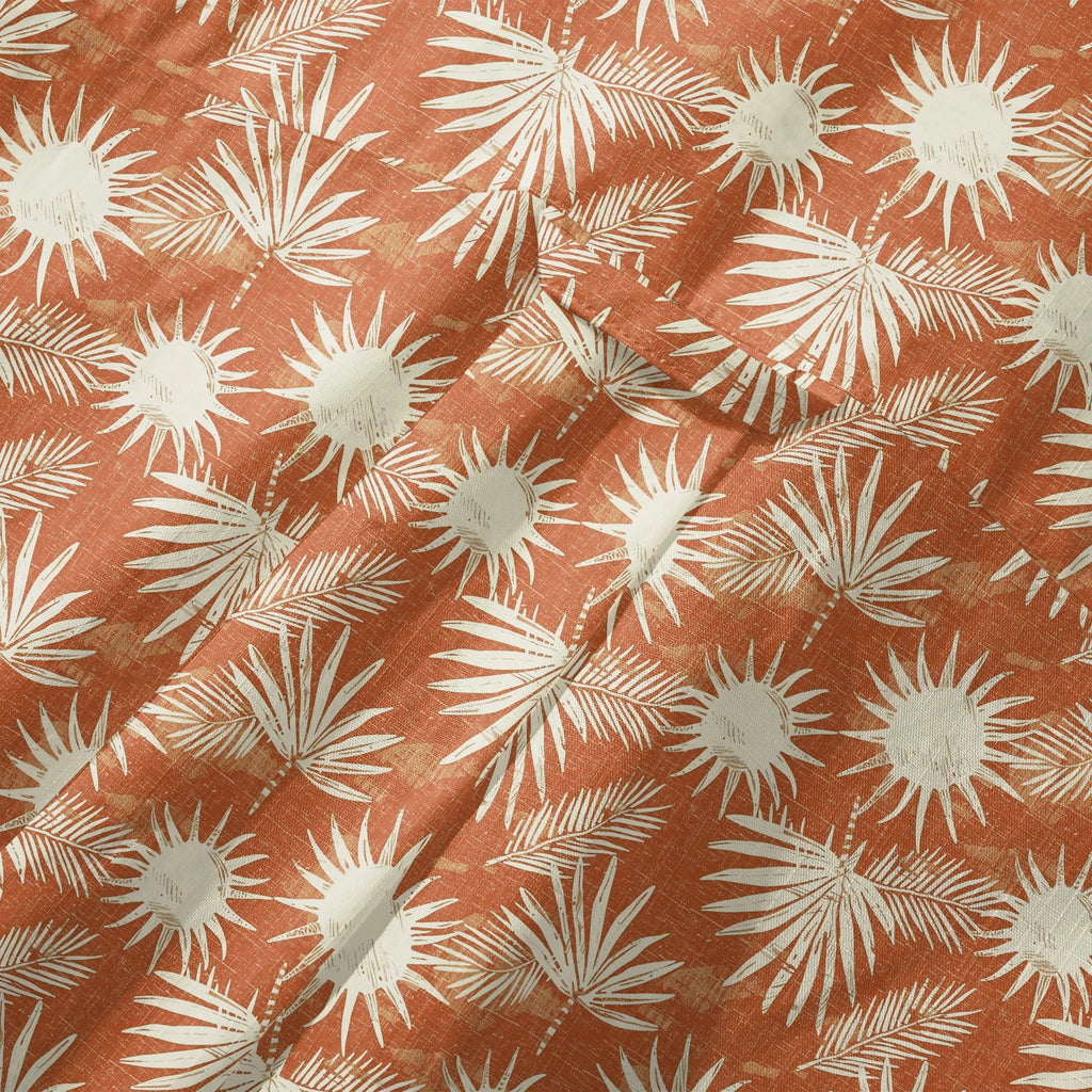 LeosWare® Men's Hawaiian Shirt Short Sleeve Button-up 100% Cotton Orange Aloha Orange Brown Coconut Shadow By Ann