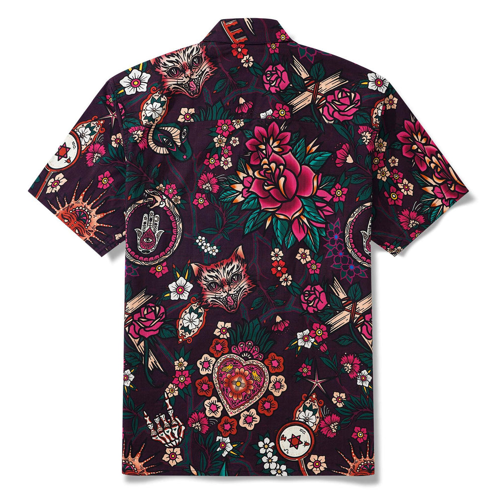 Valentine's Day Gift Hawaiian Love Shirt 100% Cotton Men's Short Sleeve Camp Collar Shirt Rose Red Aloha The Singular Affection By Sun
