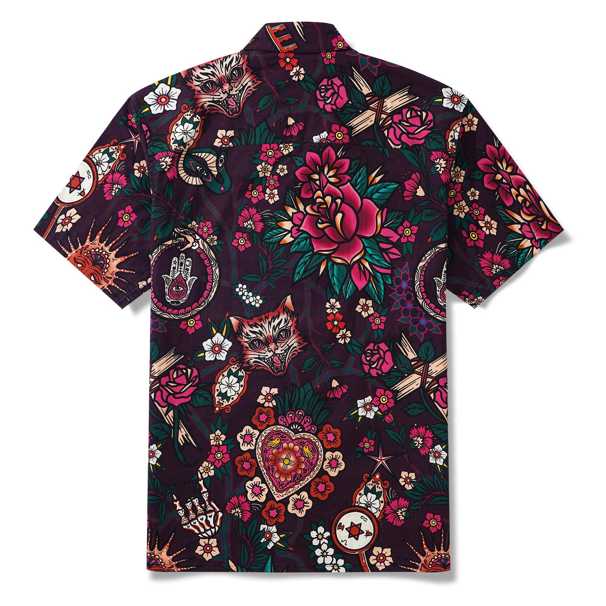 Valentine's Day Gift Hawaiian Love Shirt 100% Cotton Men's Short Sleeve Camp Collar Shirt Rose Red Aloha The Singular Affection By Sun