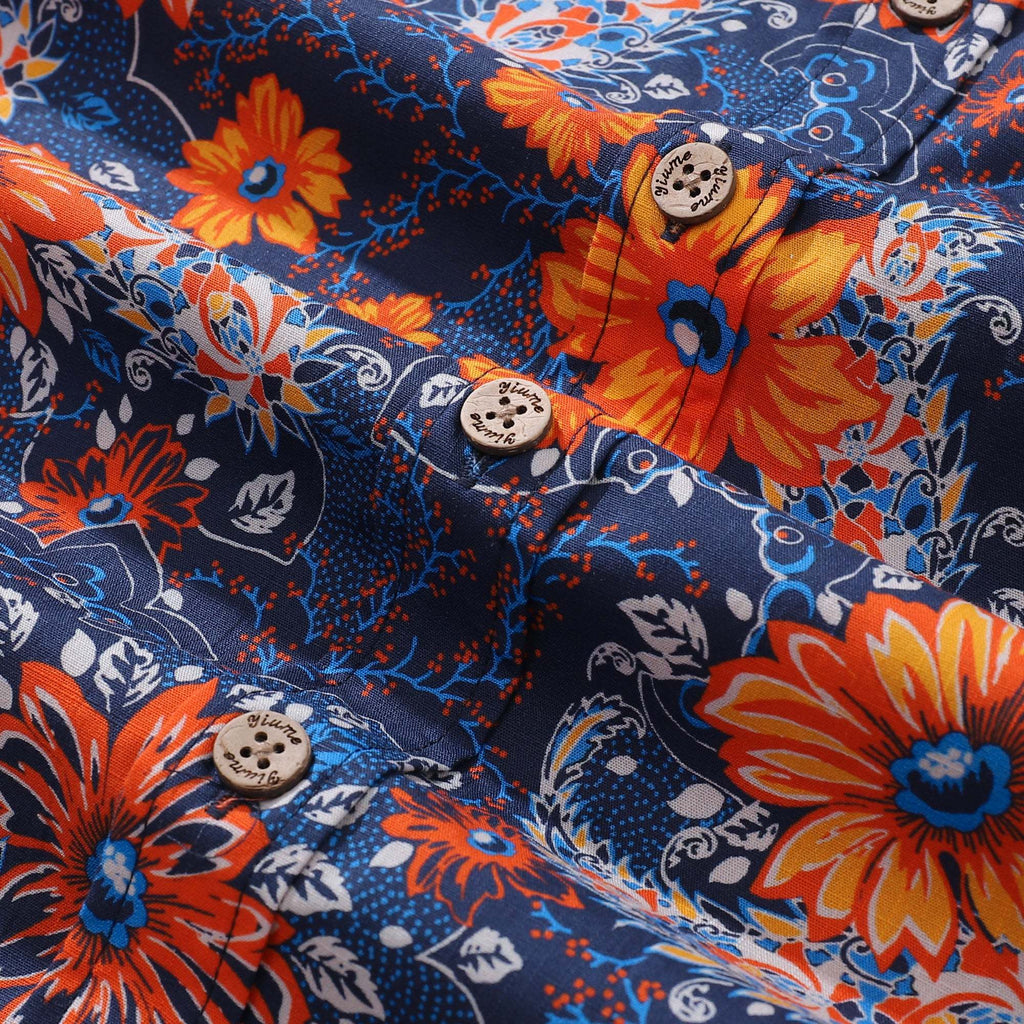 Hawaiian Shirt For Men Sunset Garden Button-down Shirt Short Sleeve 100% Cotton Shirt By Seven