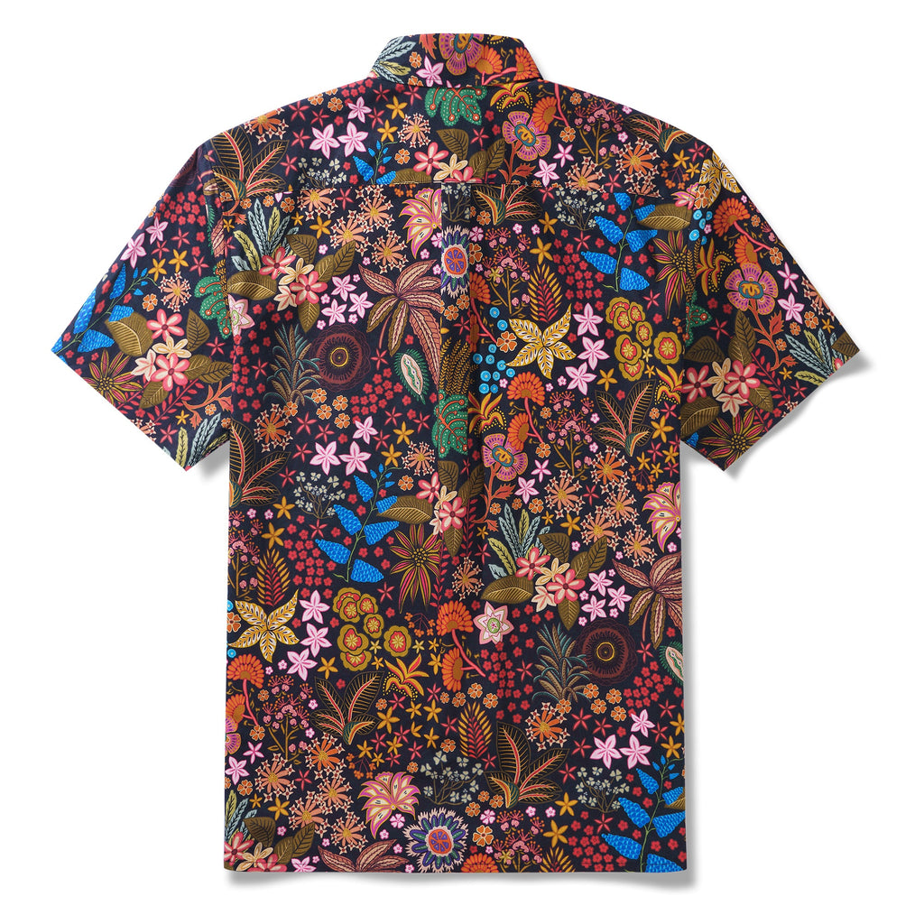 1950s Floral Hawaiian Shirt 100% Cotton Men's Short Sleeve Button-down Aloha Shirt Exquisite Floral Tapestry By Mo