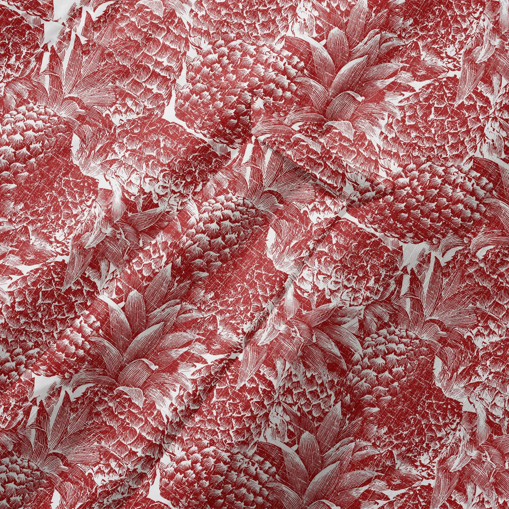 Chemise Hawaïenne à Manches Courtes LeosWare® pour Homme 100% Coton Rouge Aloha Ananas Rouge Linogravure Par Ann