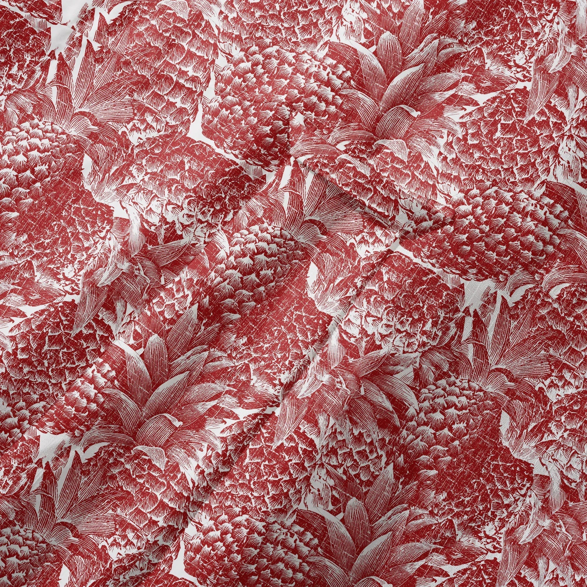 Chemise Hawaïenne à Manches Courtes LeosWare® pour Homme 100% Coton Rouge Aloha Ananas Rouge Linogravure Par Ann