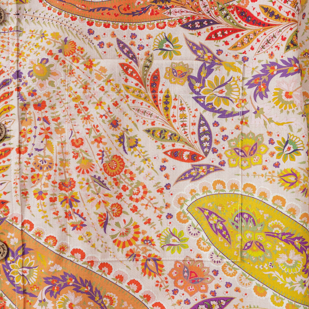 Men's Hawaiian Shirt Short Sleeve Button-down 100% Cotton Yellow Aloha Paisley Paradise By Yakima