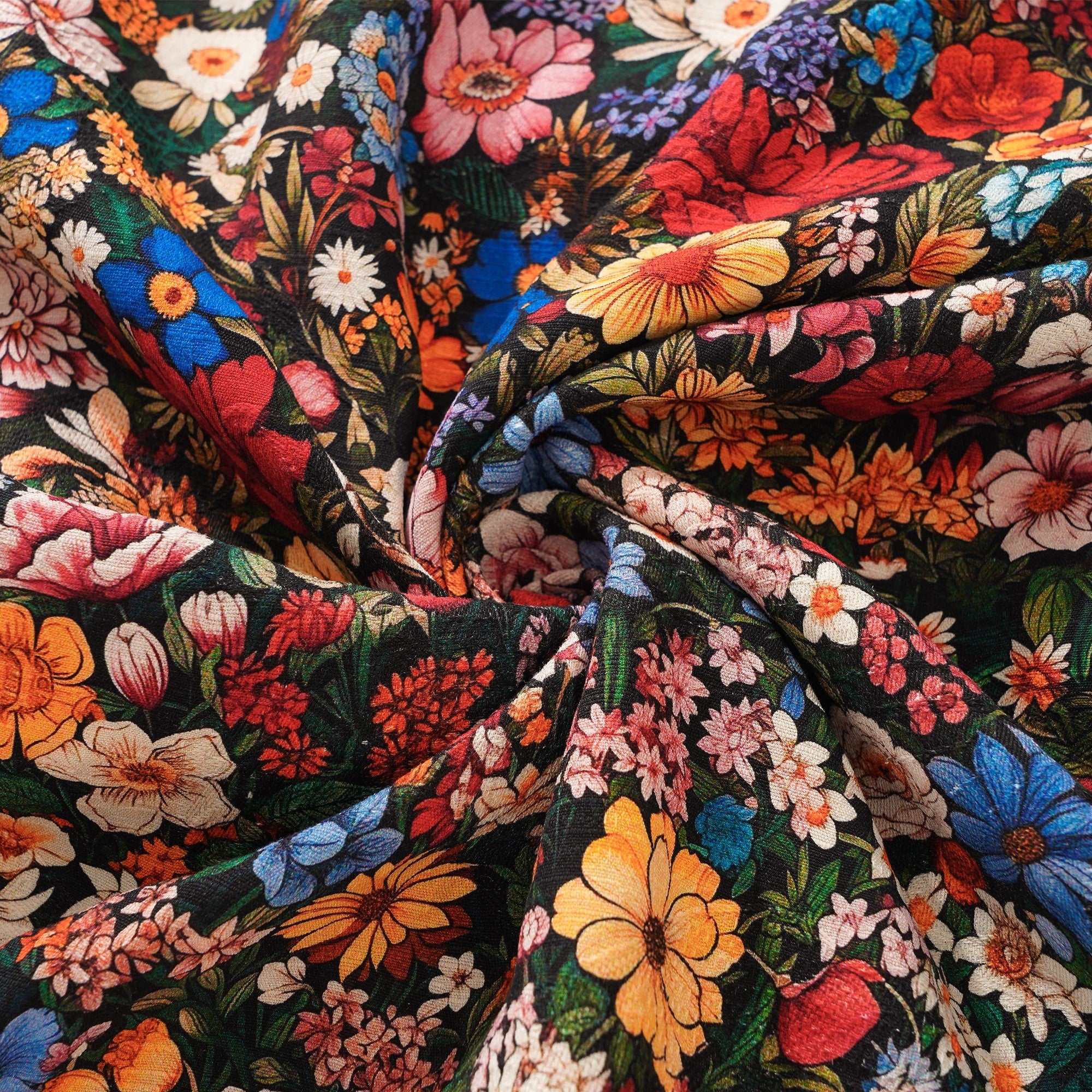 100% Silk Men's Hawaiian Shirt Short Sleeve Camp Collar 100% Silk Blue Aloha Among The Flowers By Yakima