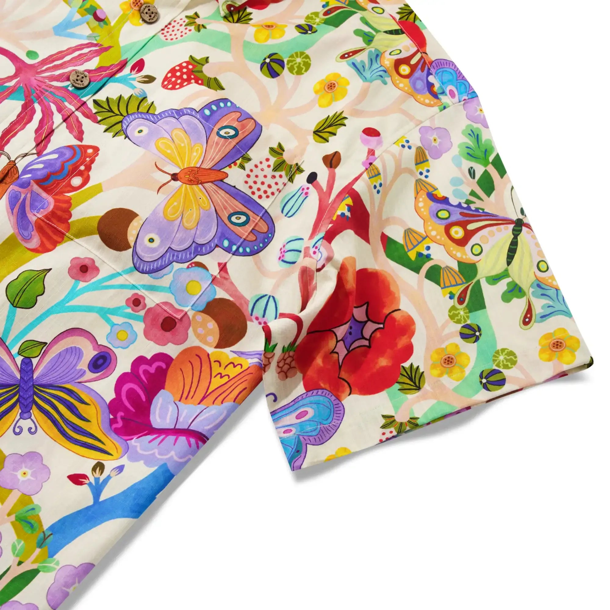 Men's Hawaiian Shirt Short Sleeve Button-down 100% Cotton Blue Aloha Butterfly Whispers By Huan huan