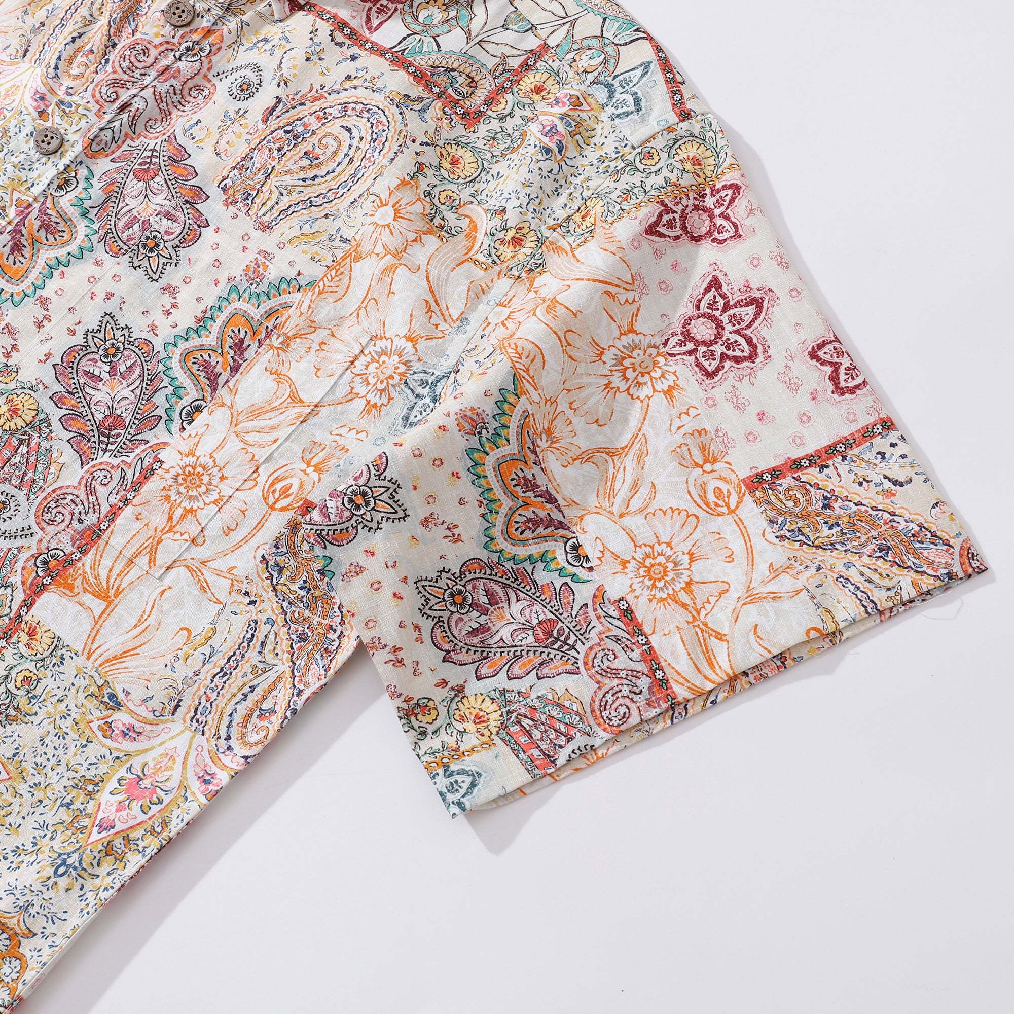 1950s Hawaiian Shirt For Men Poetic Patchwork Button-down Shirt Short Sleeve 100% Cotton Aloha Shirt By Yeti