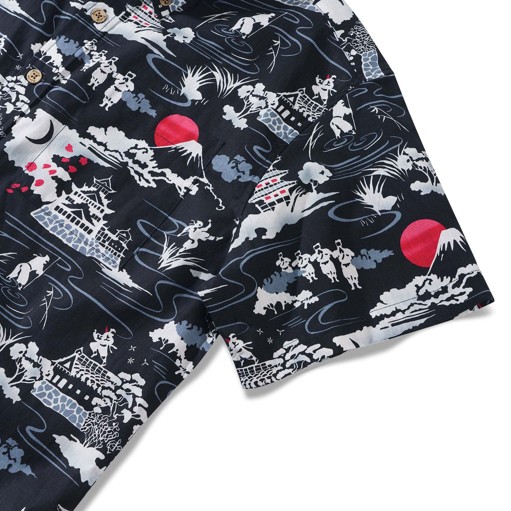 Ninja 100% Cotton Men's Short Sleeve Button-down Shirt White Aloha Hawaiian By Yakima