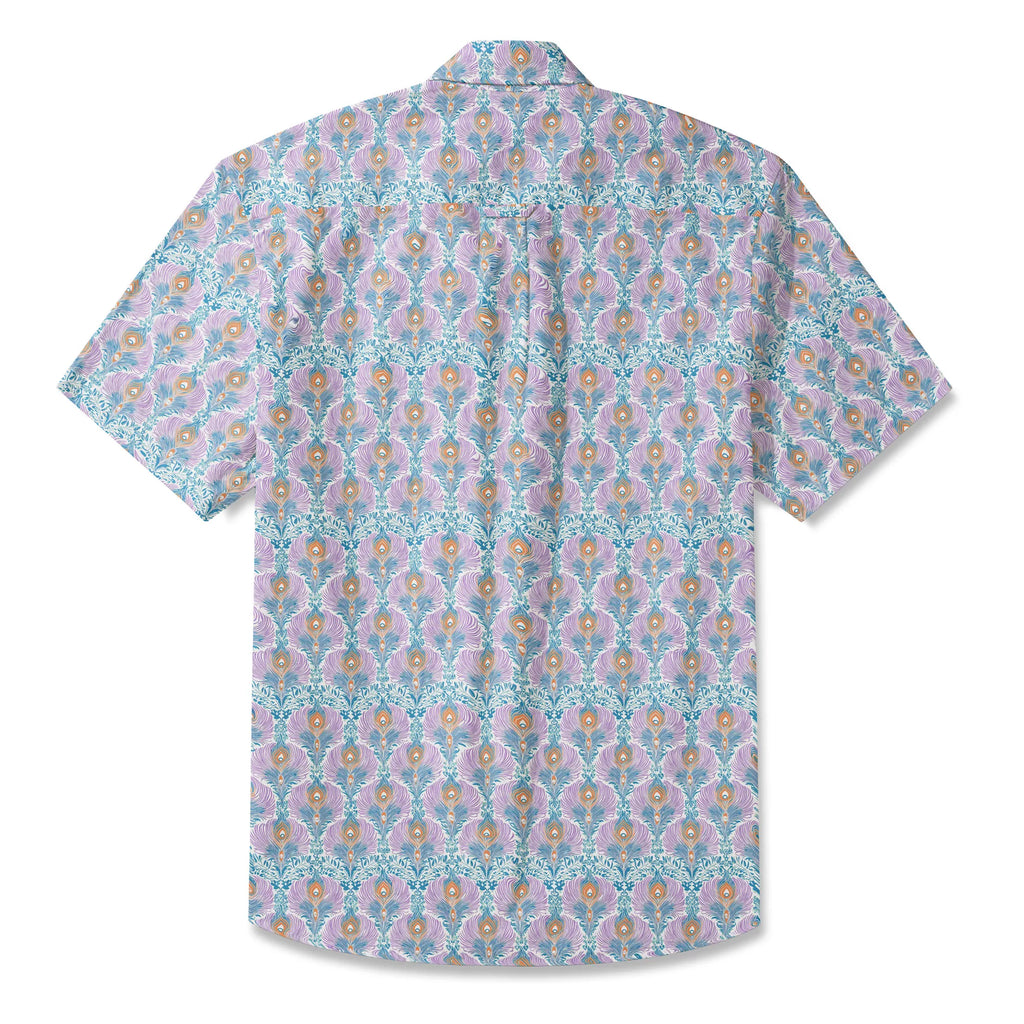 LeosWare® Men's Hawaiian Shirt Short Sleeve Button-up 100% Cotton Aloha Indian Finch Totem By Ann