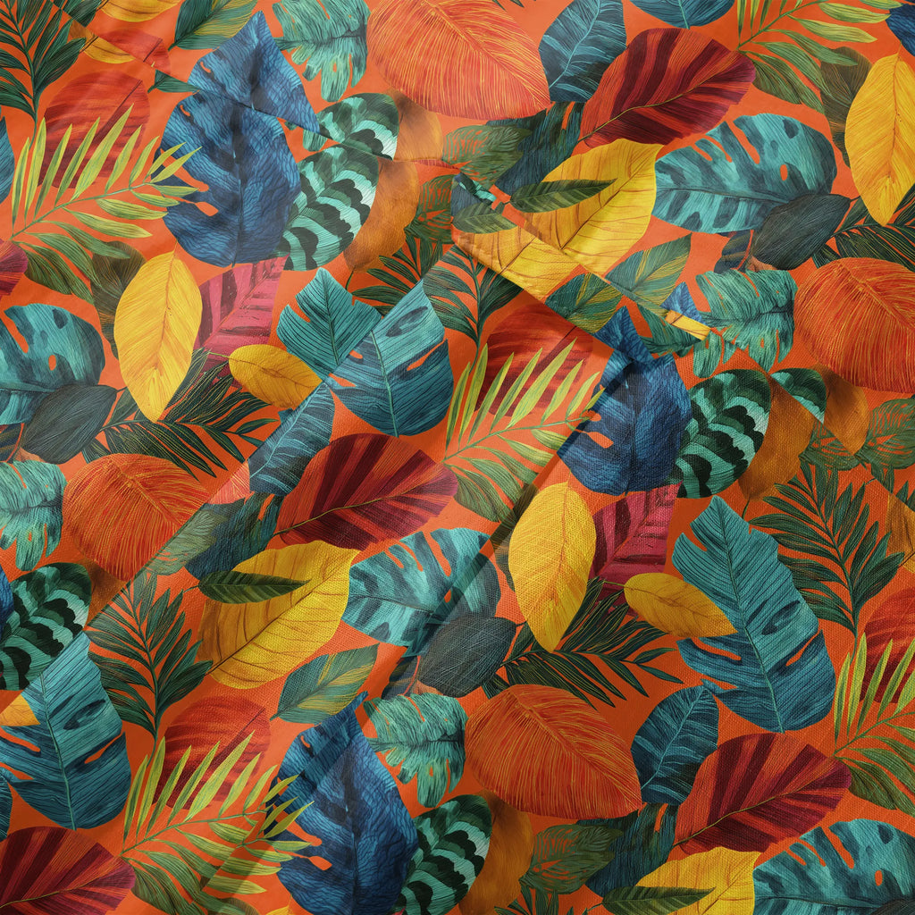 LeosWare® Men's Hawaiian Shirt Short Sleeve Button-up 100% Cotton Orange Aloha Orange Flame Rainforest By Ann
