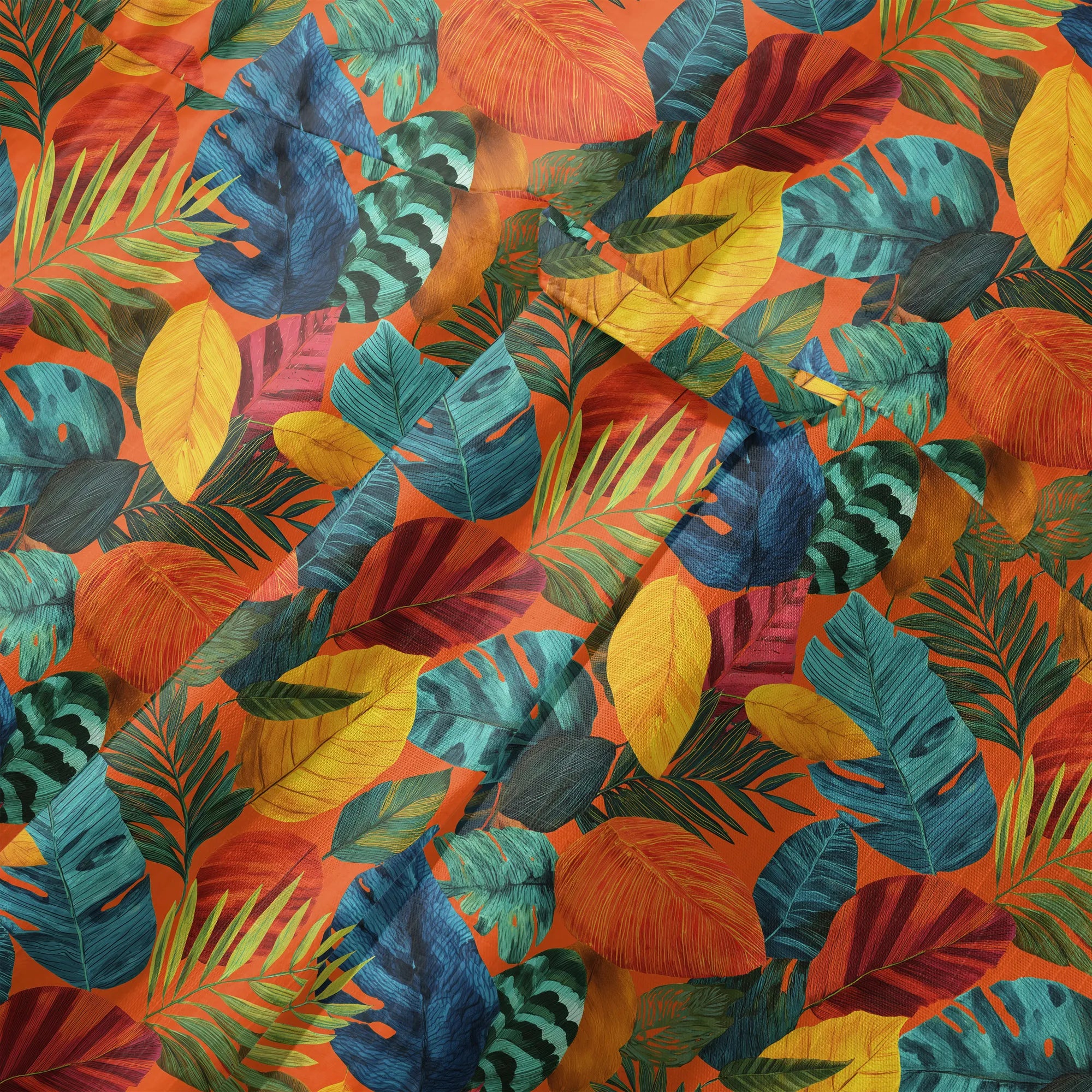 LeosWare® Men's Hawaiian Shirt Short Sleeve Button-up 100% Cotton Orange Aloha Orange Flame Rainforest By Ann