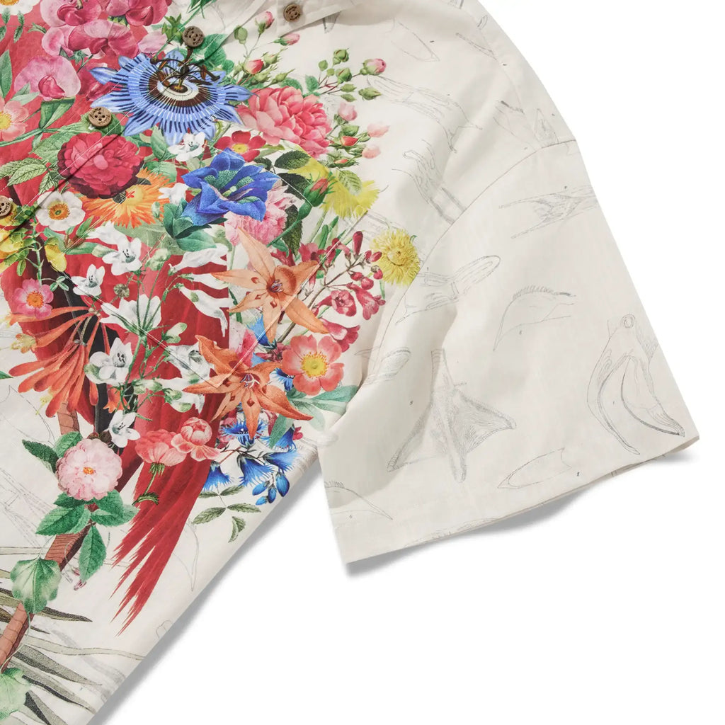 Men's Hawaiian Shirt Short Sleeve Button-down 100% Cotton Flower Floral Aloha Flamboyant Flamingo Blooms By Mo