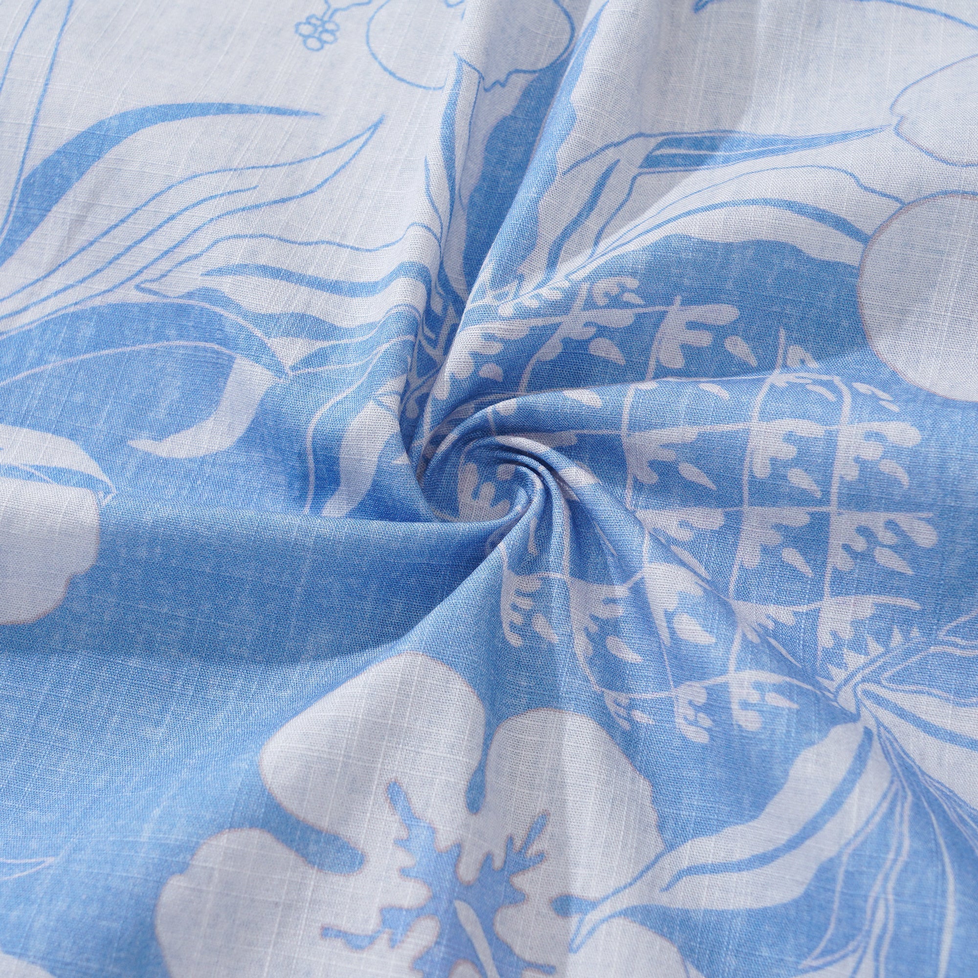 Men's Hawaiian Shirt Short Sleeve Button-down 100% Cotton Blue Aloha Pineapple and Hibiscus Hawaiian Shirt By Cigar