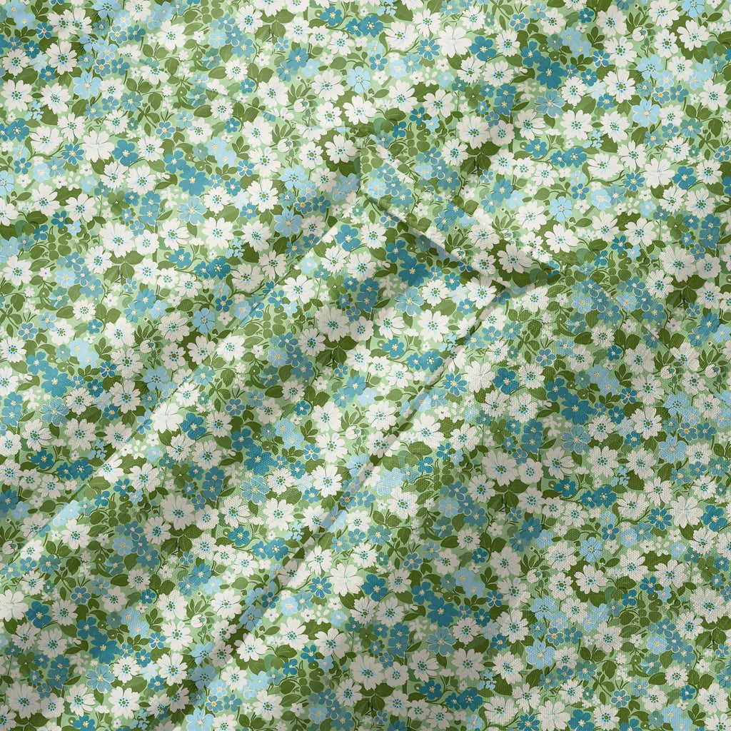 LeosWare® Flower Men's Hawaiian Shirt Short Sleeve Button-up 100% Cotton Green Aloha Fresh Blooms By Ann