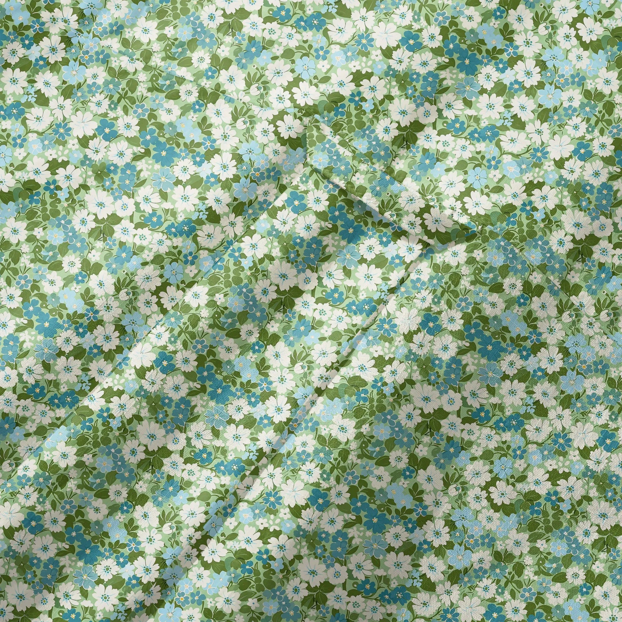 LeosWare® Flower Men's Hawaiian Shirt Short Sleeve Button-up 100% Cotton Green Aloha Fresh Blooms By Ann