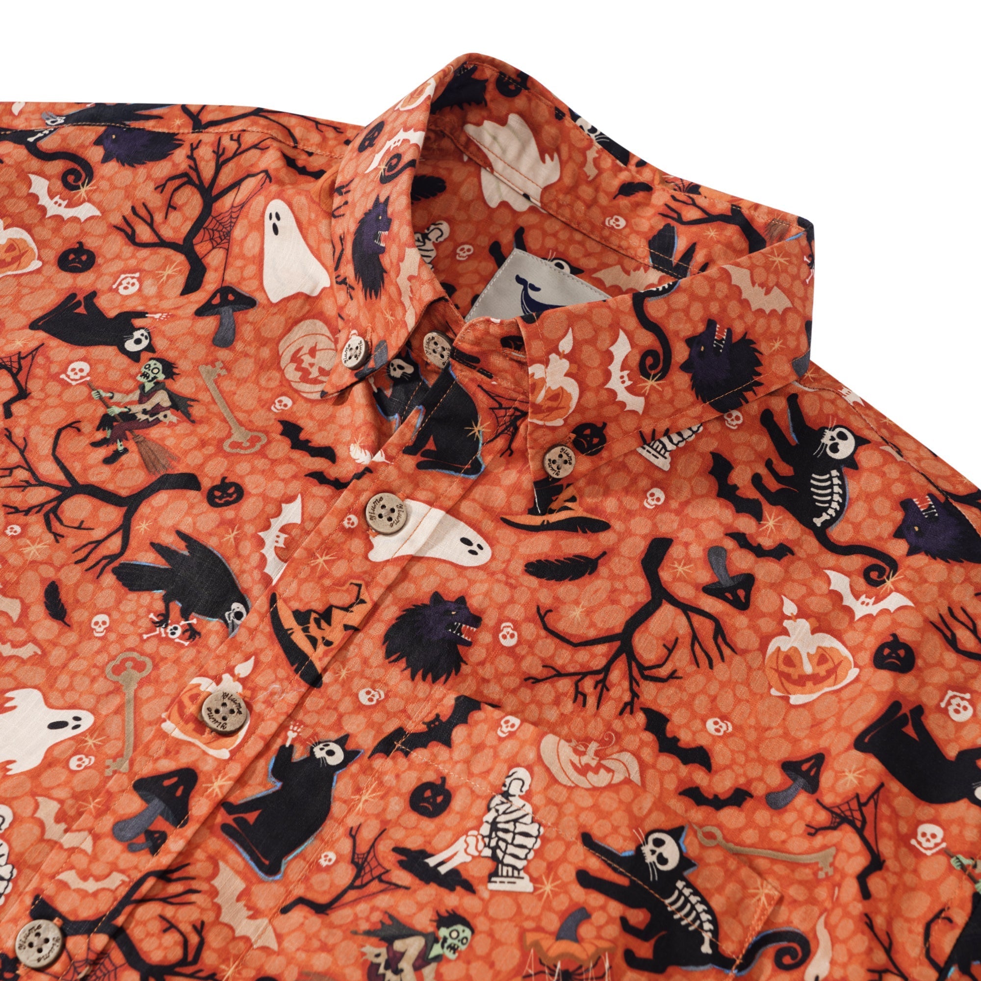 Halloween Gift Hawaiian Shirt For Men Orange Short Sleeve Button-down 100% Cotton Orange Aloha Shirt By Zeke