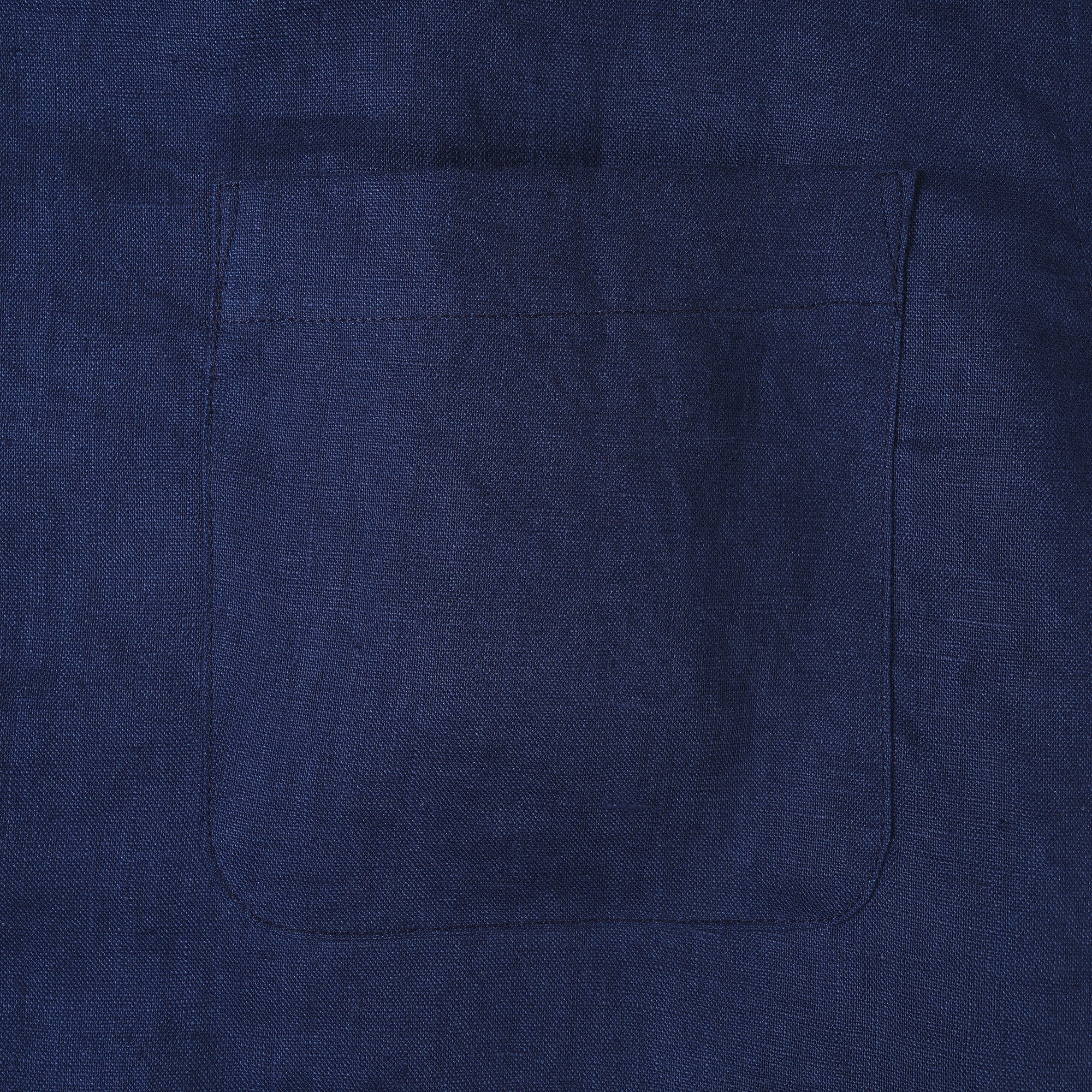 Men's Basic Shirt Short Sleeve Camp Collar 100% Linen Navy Blue Solid Color