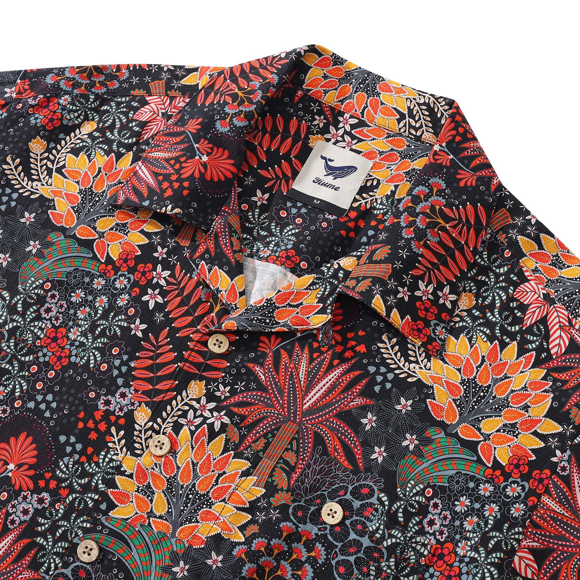 100% Silk Men's Hawaiian Shirt Quirky Plants Print Camp collar Short Sleeve Aloha Shirt By Sylvia