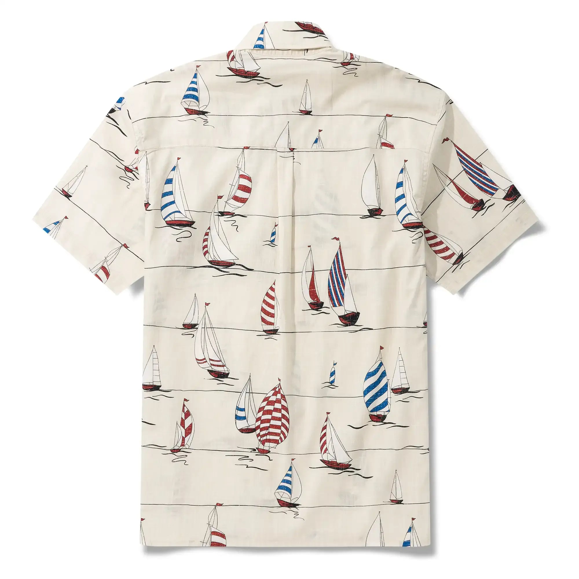 Men's Hawaiian Shirt Short Sleeve Button-down 100% Cotton Blue Aloha Sail into the Horizon By Huan huan