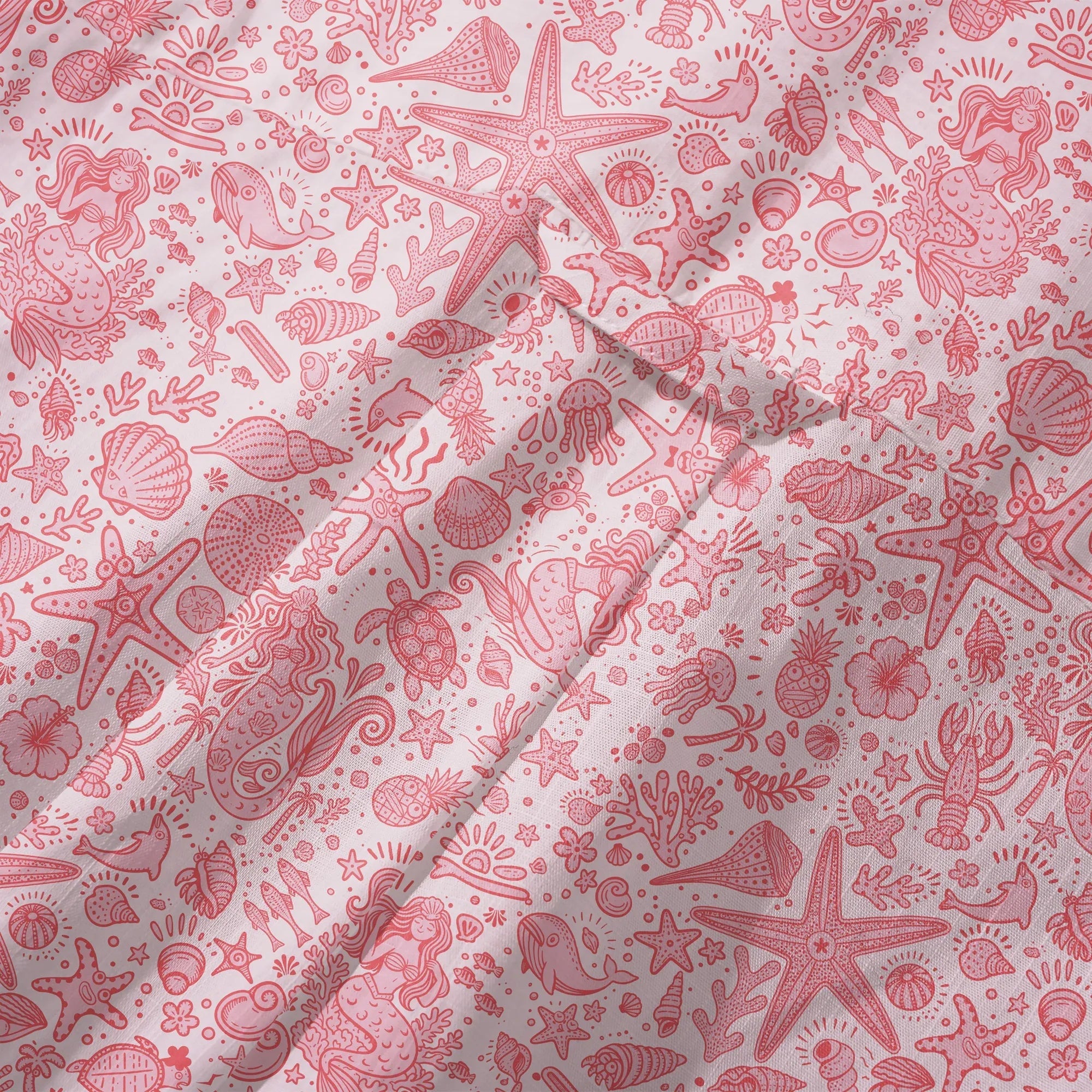 Chemise hawaïenne pour homme LeosWare® à manches courtes, boutonnée, 100 % coton, Aloha, rose doux, motifs océaniques par Huan huan