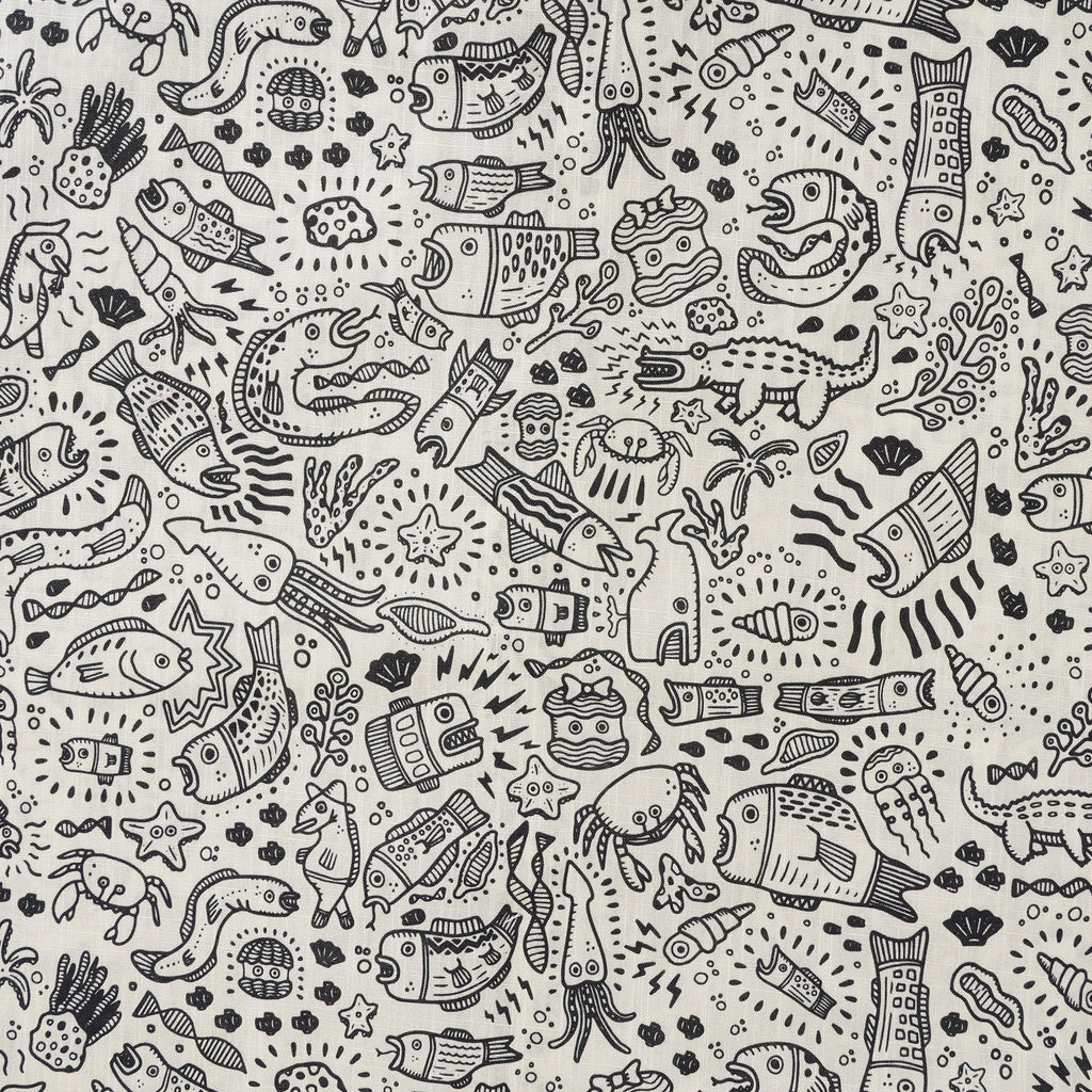 Men's Hawaiian Shirt Short Sleeve Button-down 100% Cotton Beige Aloha Undersea Party By Erwin Ong