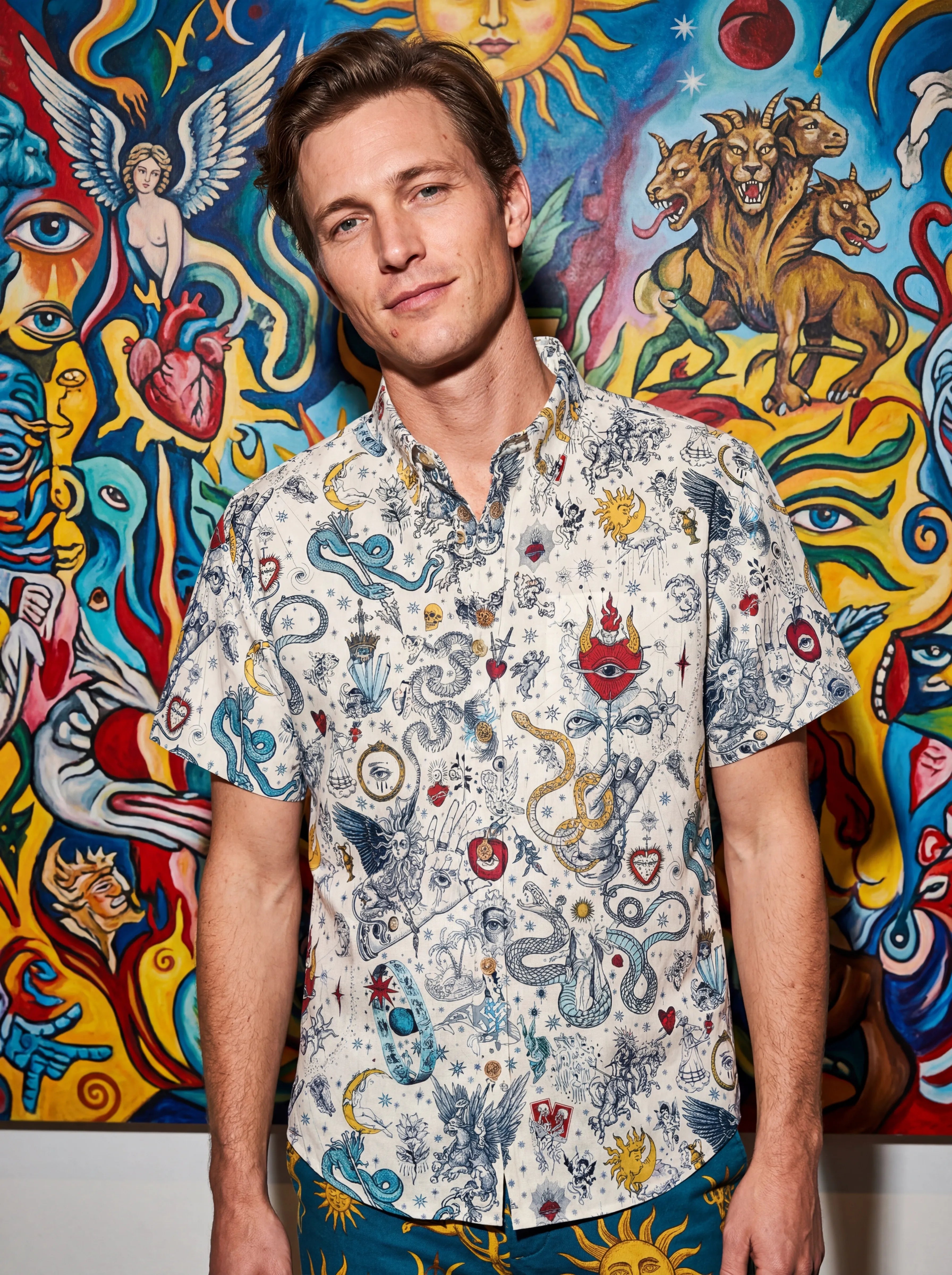 Valentine's Day Gift Men's Hawaiian Shirt Short Sleeve Button-down 100% Cotton White Aloha The Gentle Embrace Of Paradise Unburned By DUDU