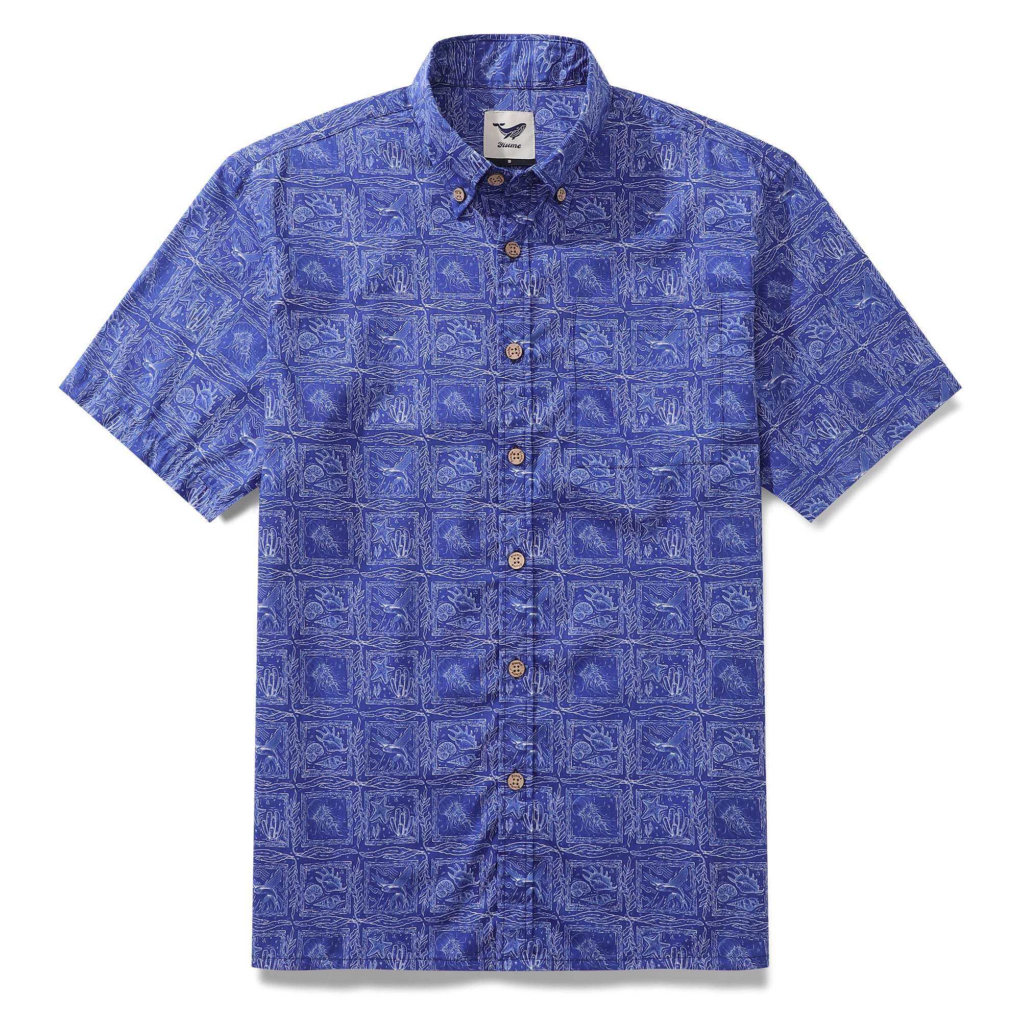 Chemise hawaïenne décontractée Yiume bleue élégante pour hommes, chemise à manches courtes à boutons, chemise abordable par Sun