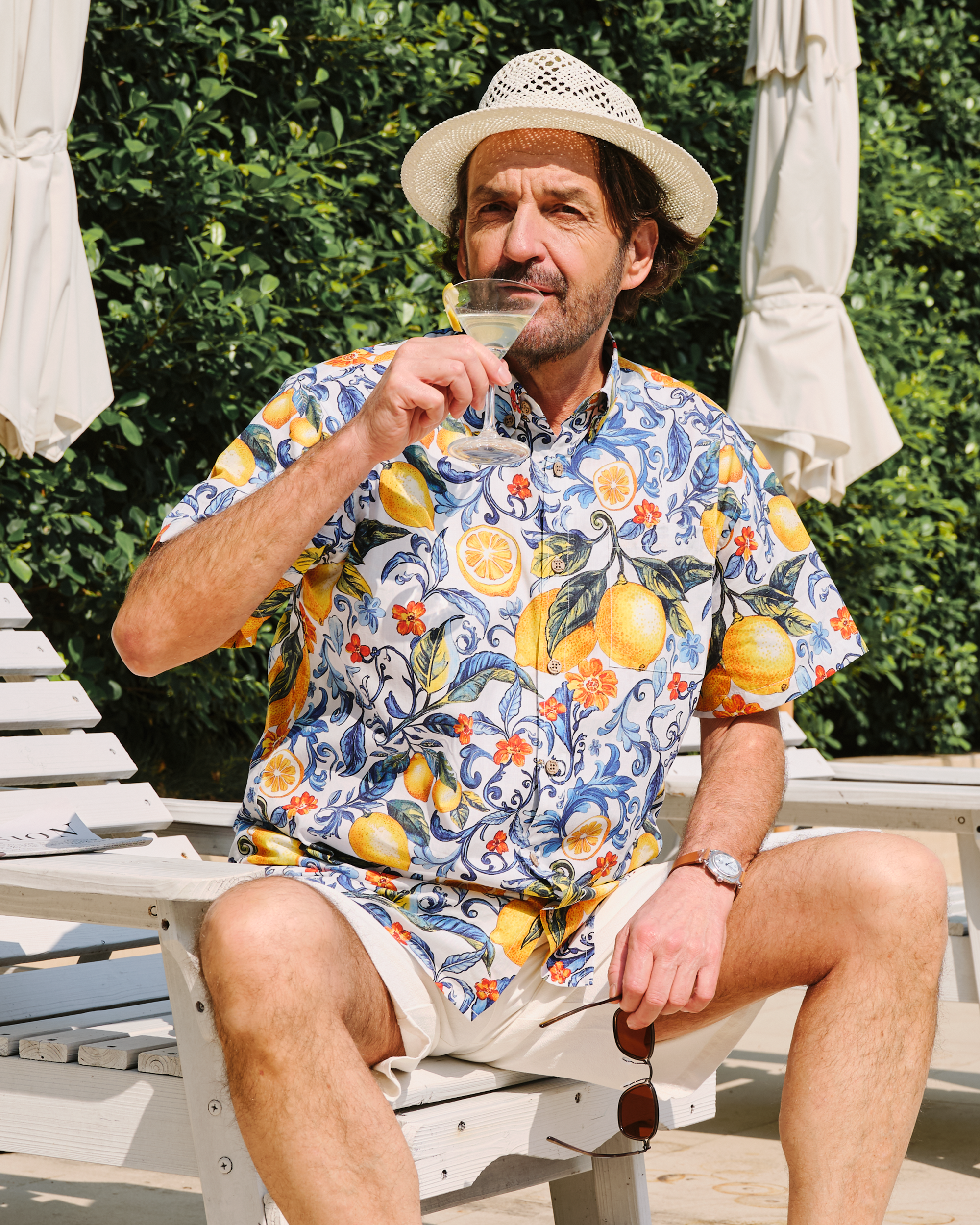Men's Vintage Blue Hawaiian Shirt Sicily Lemon Shirt Short Sleeve Button-down Tropical Shirt By Mo