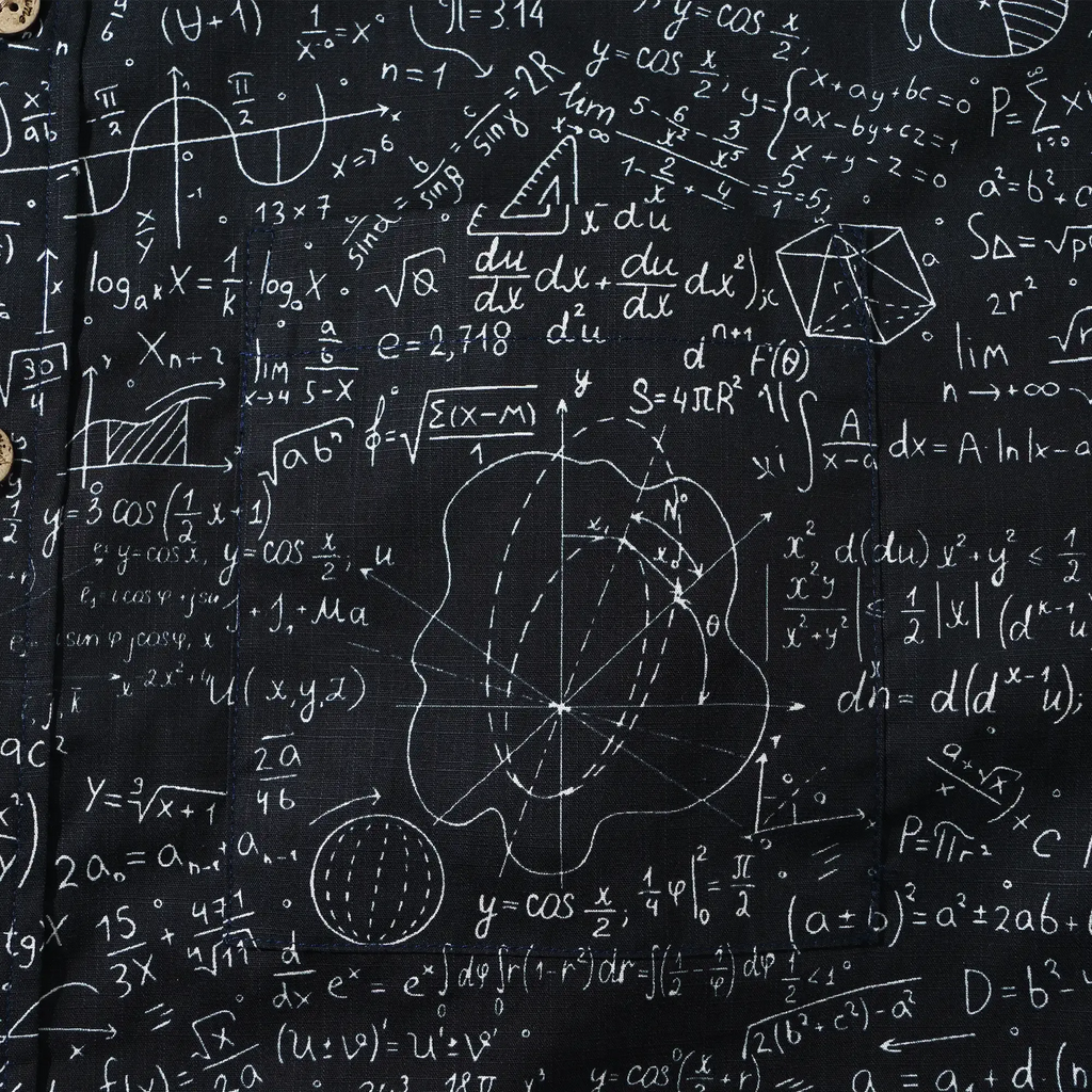 Geek Chic Men's Hawaiian Shirt Short Sleeve Button-down 100% Cotton Black Aloha The Problem Solver Math Formula Physics Equation Science Chalkboard By Yana