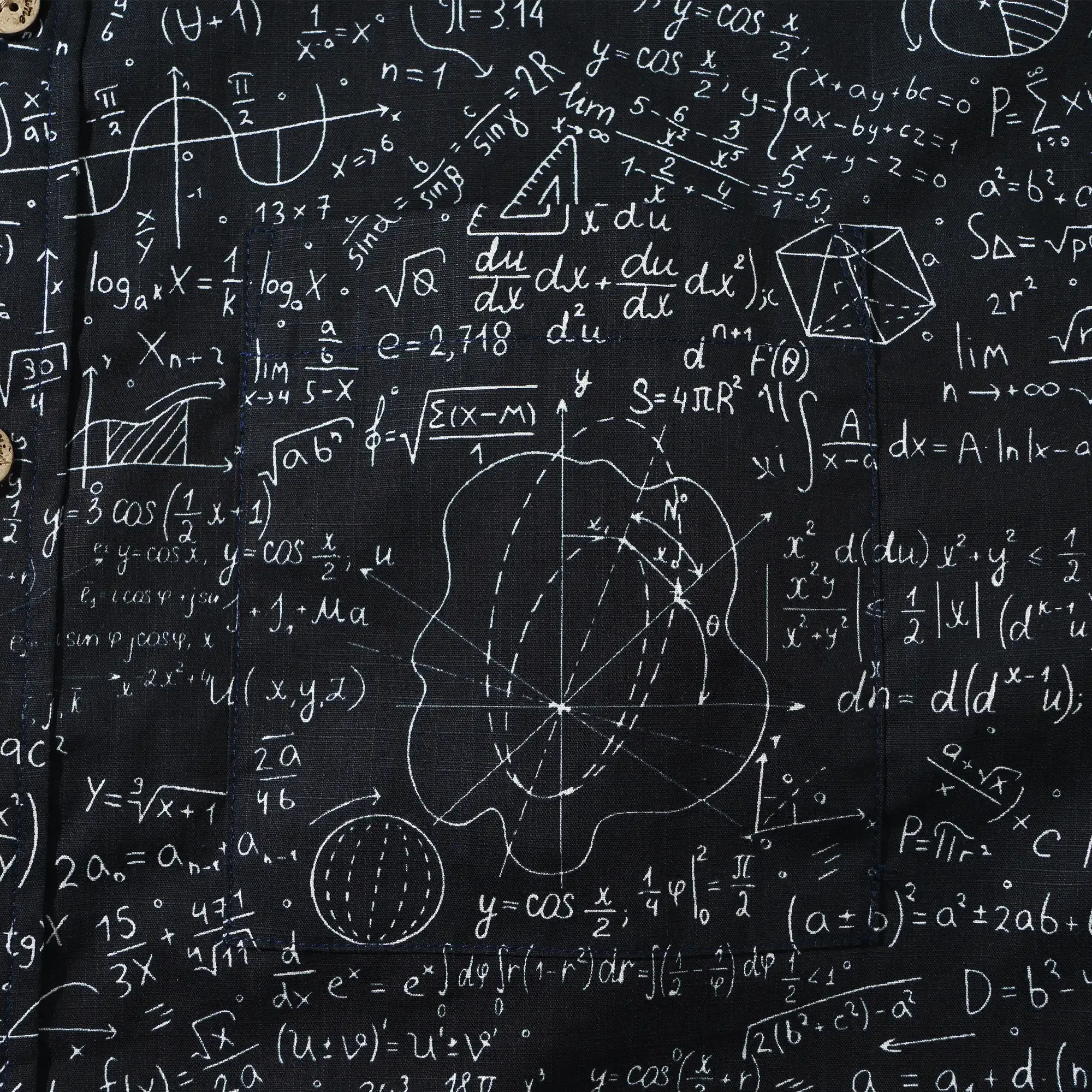 Geek Chic Men's Hawaiian Shirt Short Sleeve Button-down 100% Cotton Black Aloha The Problem Solver Math Formula Physics Equation Science Chalkboard By Yana