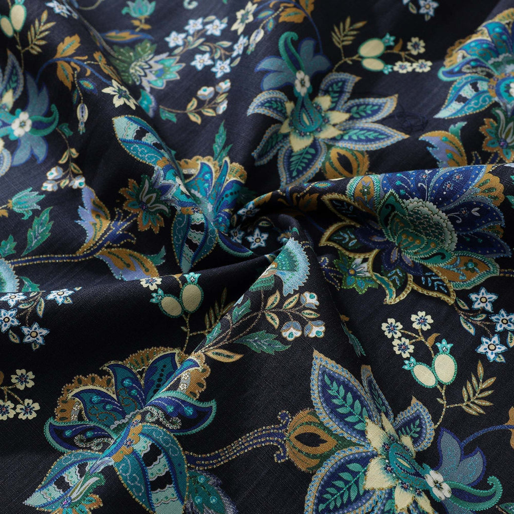 Black Hawaiian Shirt For Men Fantasy Flowers Print Short Sleeve Cotton Button Down Black Fantasy Flowers By Sylvia