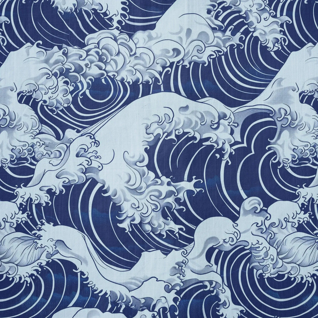 LeosWare® Men's Hawaiian Shirt Short Sleeve Button-up 100% Cotton Blue Aloha Blue Wave World By Ann