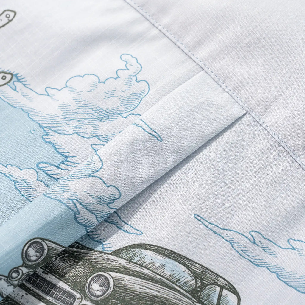 Men's Hawaiian Shirt Short Sleeve Button-down 100% Cotton Blue Aloha Atlantis Coral Cruisers By Cigar