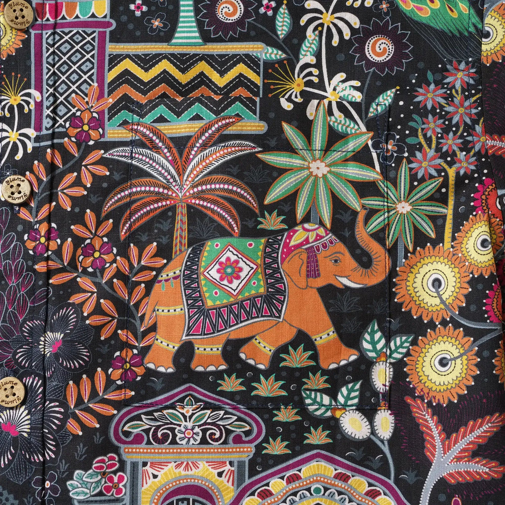 Chemise hawaïenne pour homme à manches courtes avec boutons 100 % coton verte Aloha Jaipur Gem par Huan huan