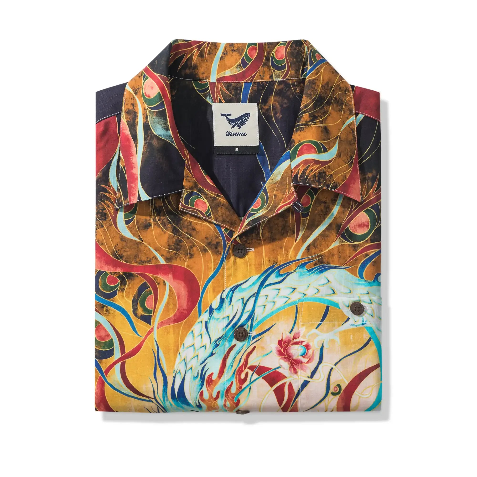 Men's Hawaiian Shirt Short Sleeve Camp Collar 100% Cotton Blue Aloha Nezha Conquers the Dragon King Eastern Legend By Huan huan