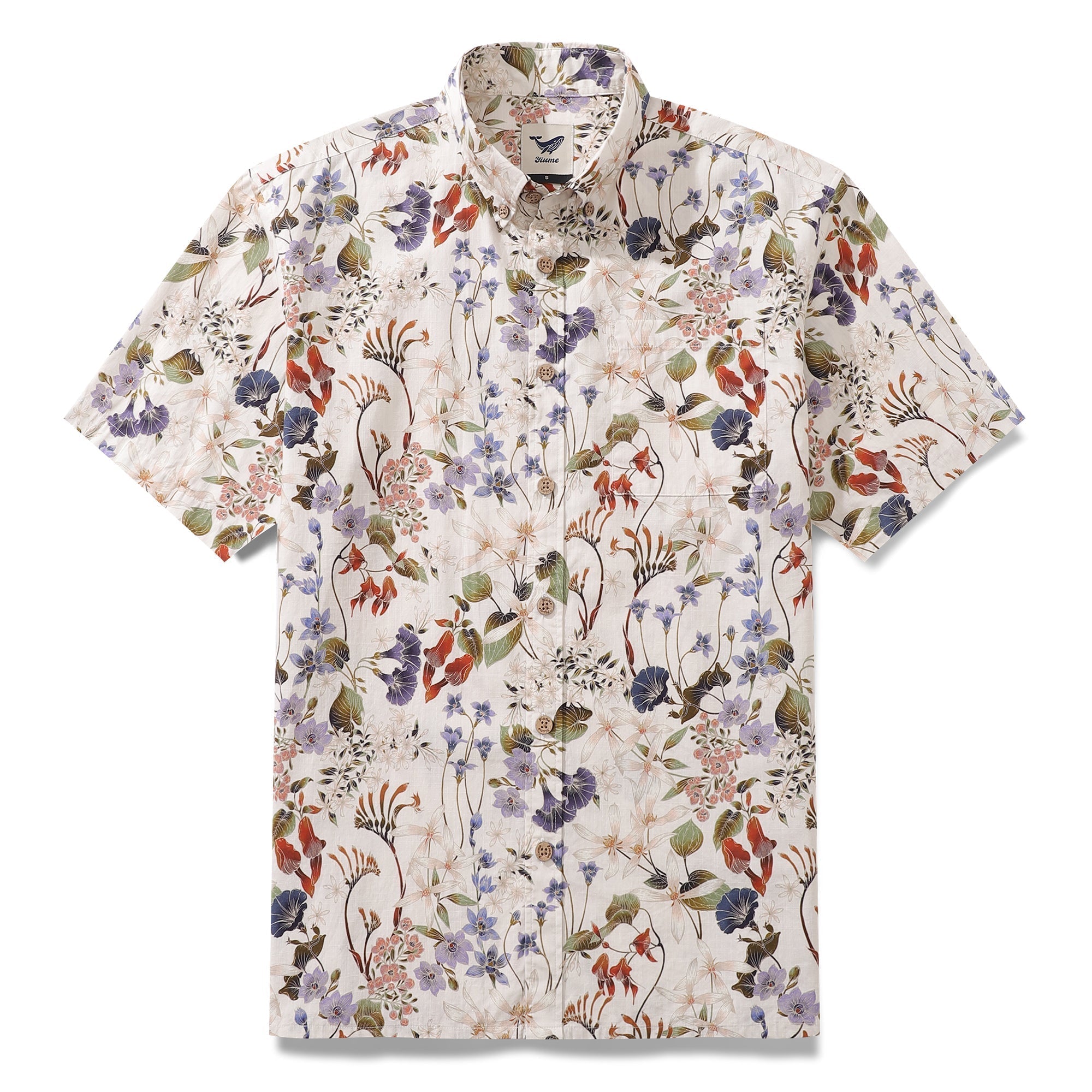 1930s Hawaiian Shirt For Men Wildflowers Print Cotton Short Sleeve Aloha Shirt Australian Wildflower By Eloise