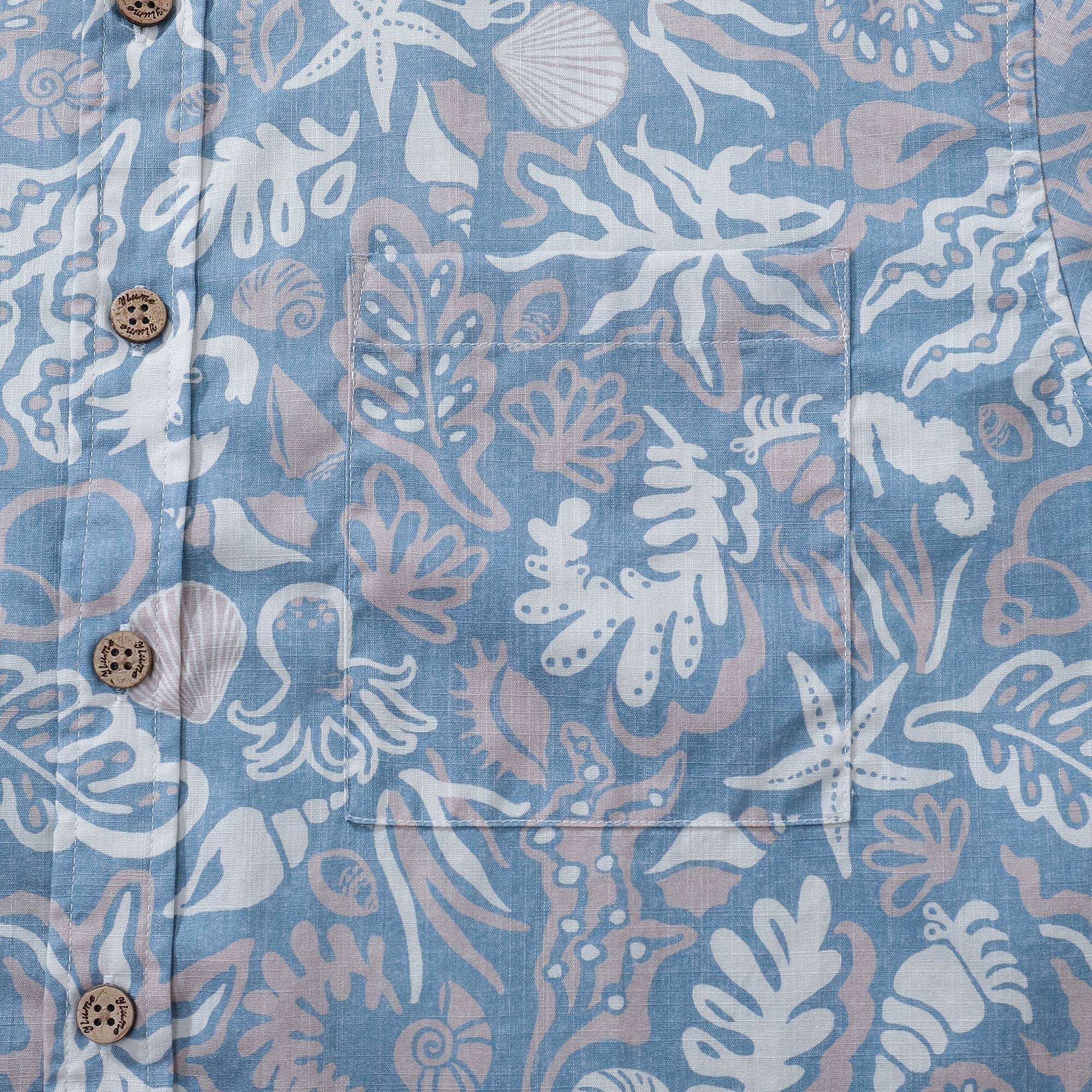 Men's Marine Life Shirt  Button-down 100% Cotton Blue Shirt Hawaiian Shirt Aloha Ocean-themed Silhouettes By Amy